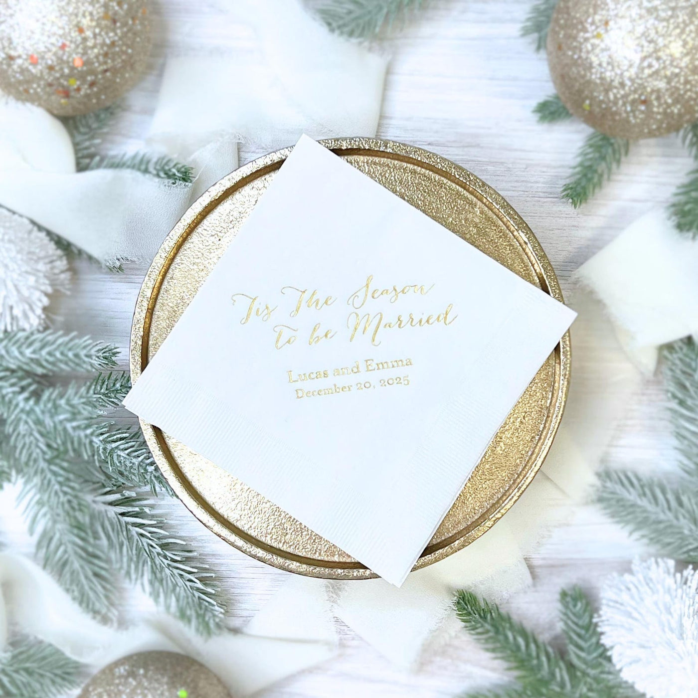 Tis the Season to be Married Wedding Napkins
