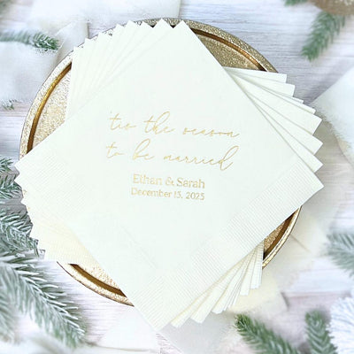 Personalized Tis the Season to be Married Wedding Napkins