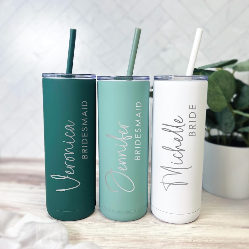 Personalized Bridal Party Skinny Tumblers