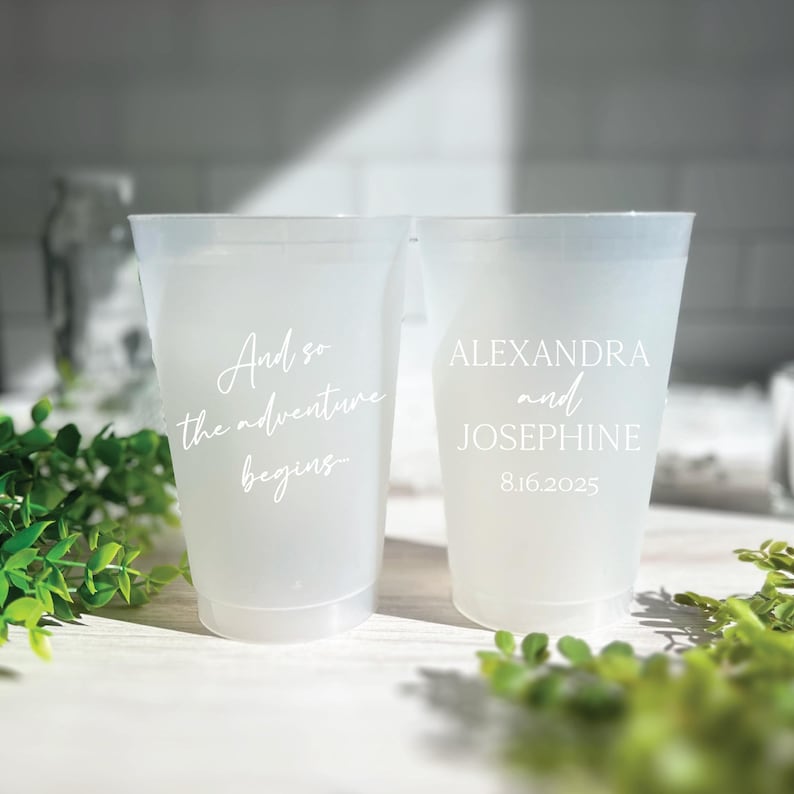 And So The Adventure Begins Frosted Wedding Cups