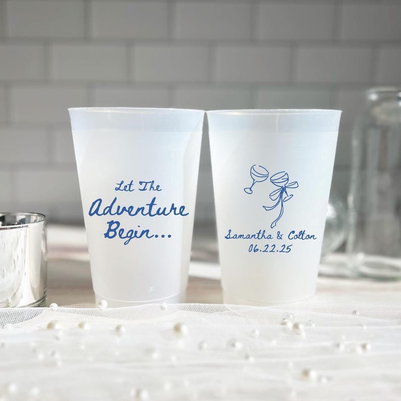 Let The Adventure Begin Frosted Wedding Cups - Cup - Frosted