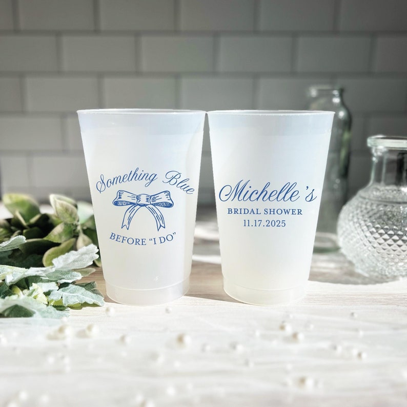 Something Blue Bridal Shower Frosted Plastic Cups