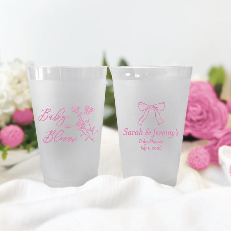 Baby In Bloom Baby Shower Frosted Plastic Cups