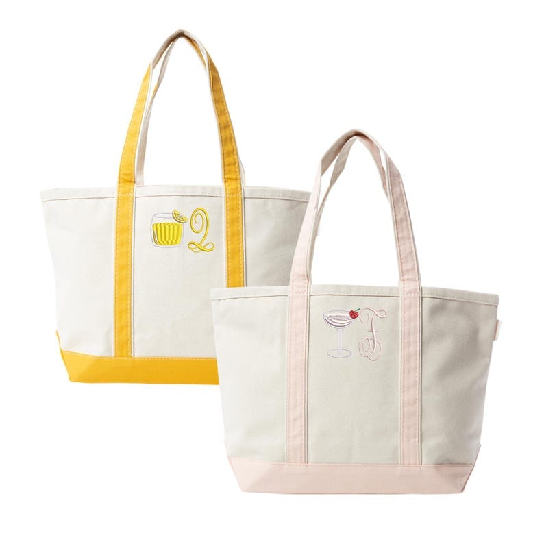 Custom Embroidered Monogram Cocktail Tote Bag