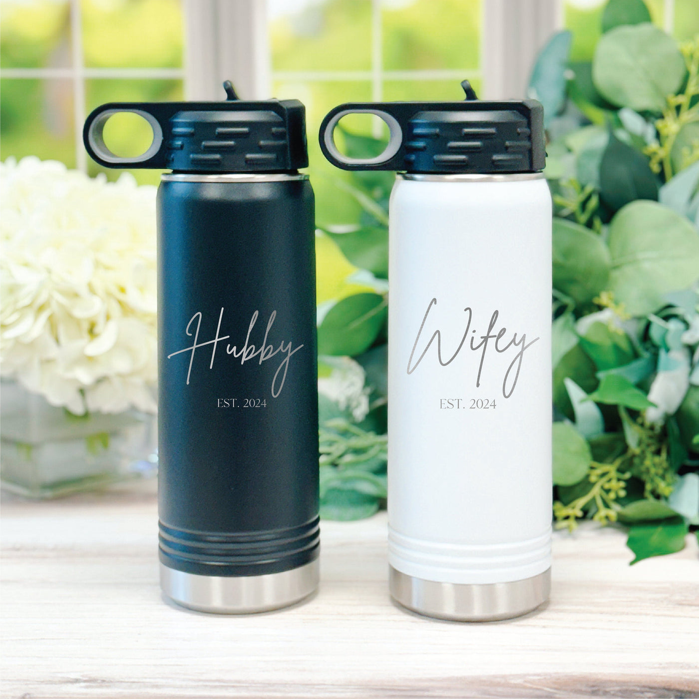 Hubby and Wifey Water Bottle Gift Set - Barn Street Designs