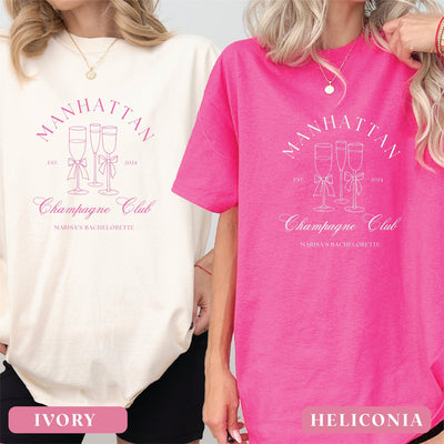 Champagne Club Bachelorette T-Shirt - Bachelorette Party Shirts, Luxury Shirts, 1717 Comfort Colors, Custom Bachelorette Shirts