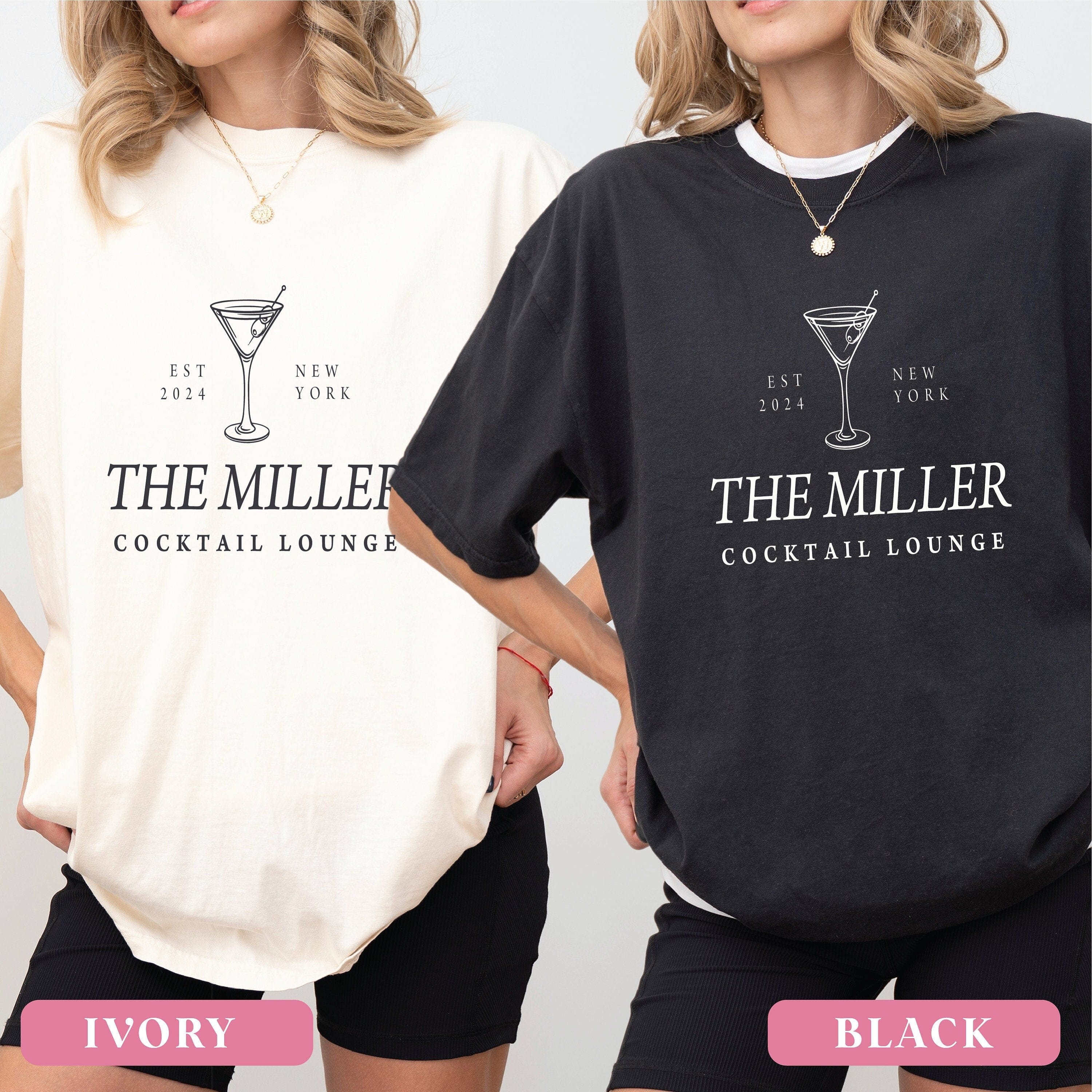 Last Name Cocktail Lounge Bachelorette T-Shirt - T-Shirt Bachelorette DTF