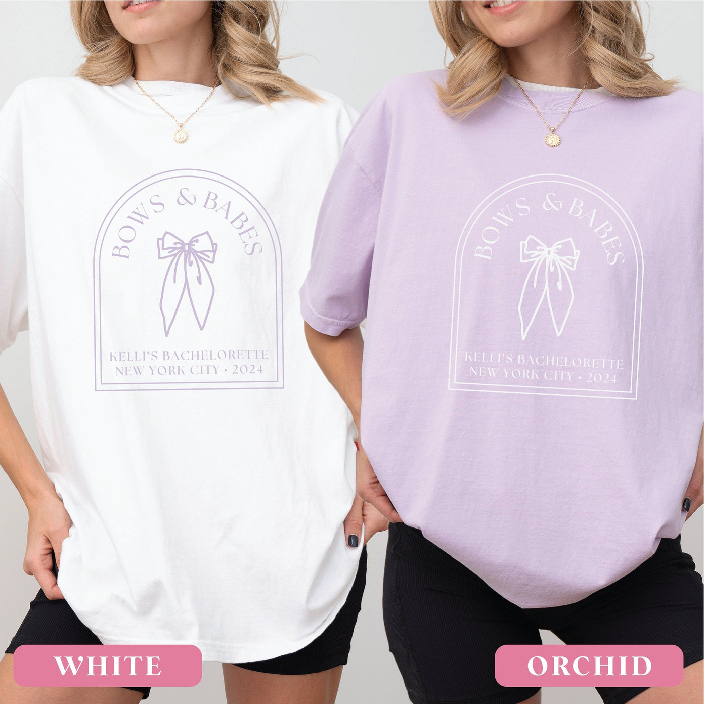 Bows and Babes Bachelorette T-Shirt - Bachelorette Party Shirts, Luxury Shirts, 1717 Comfort Colors, Custom Bachelorette Shirts