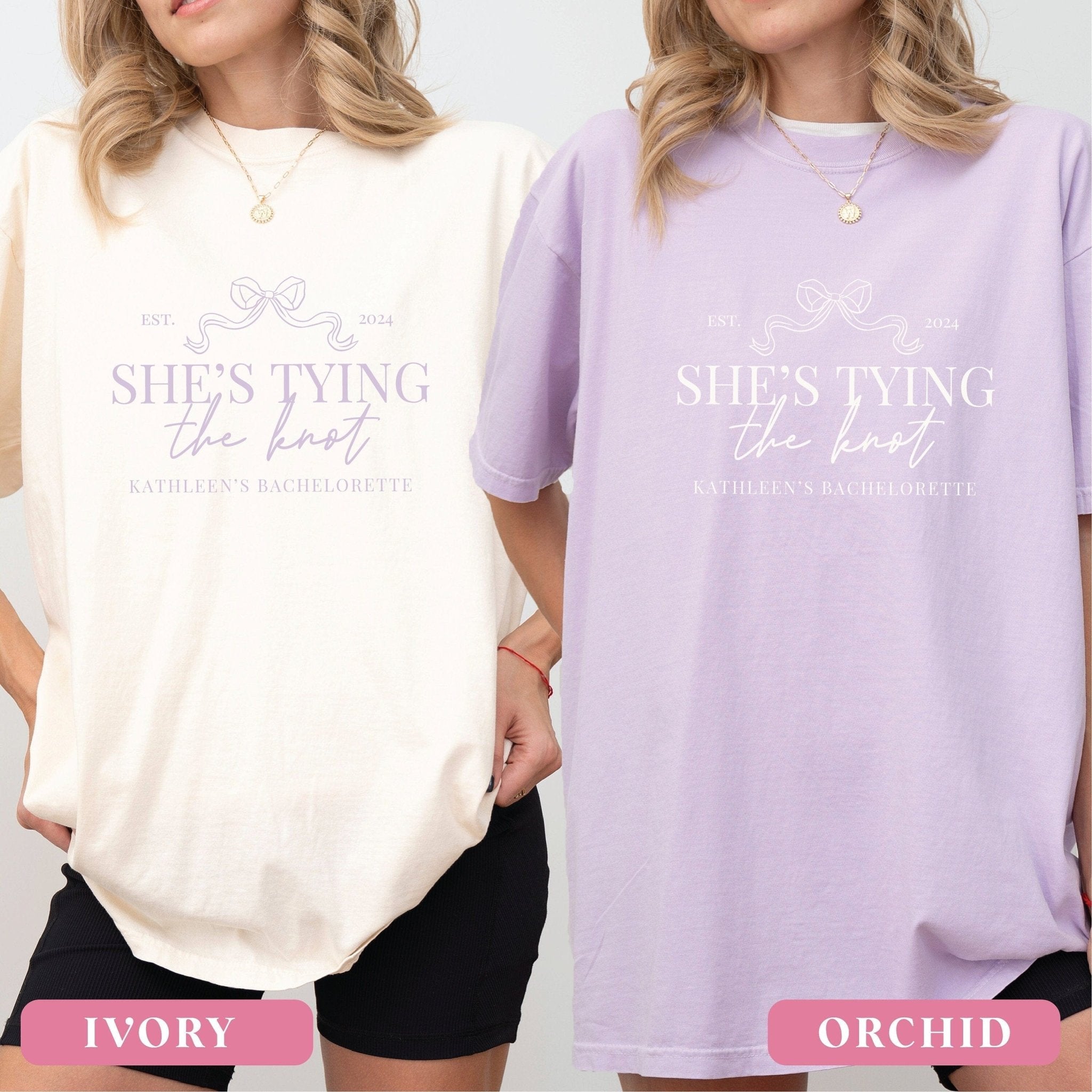 She's Tying the Knot Bachelorette T-Shirt - T-Shirt Bachelorette DTF
