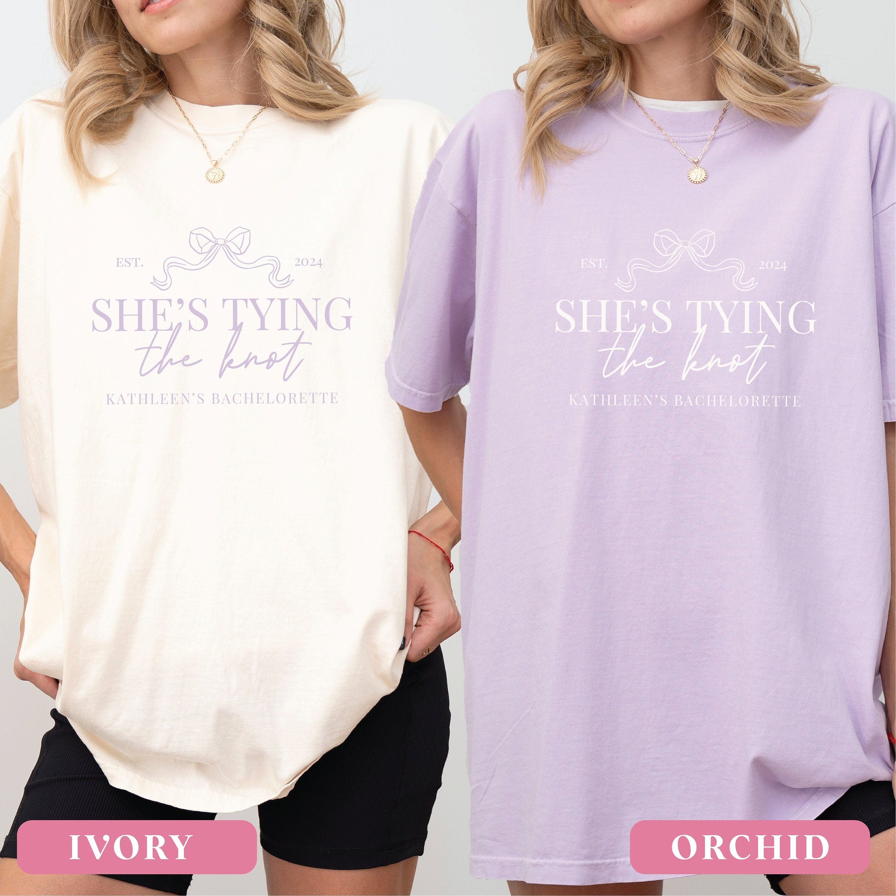 She's Tying the Knot Bachelorette T-Shirt - T-Shirt Bachelorette DTF