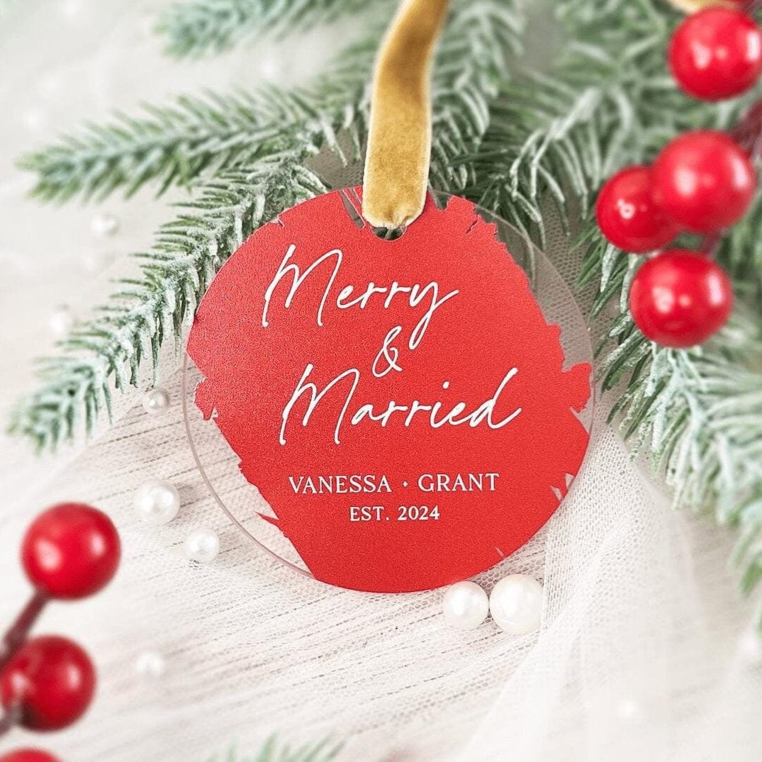 Merry & Married Christmas Ornament