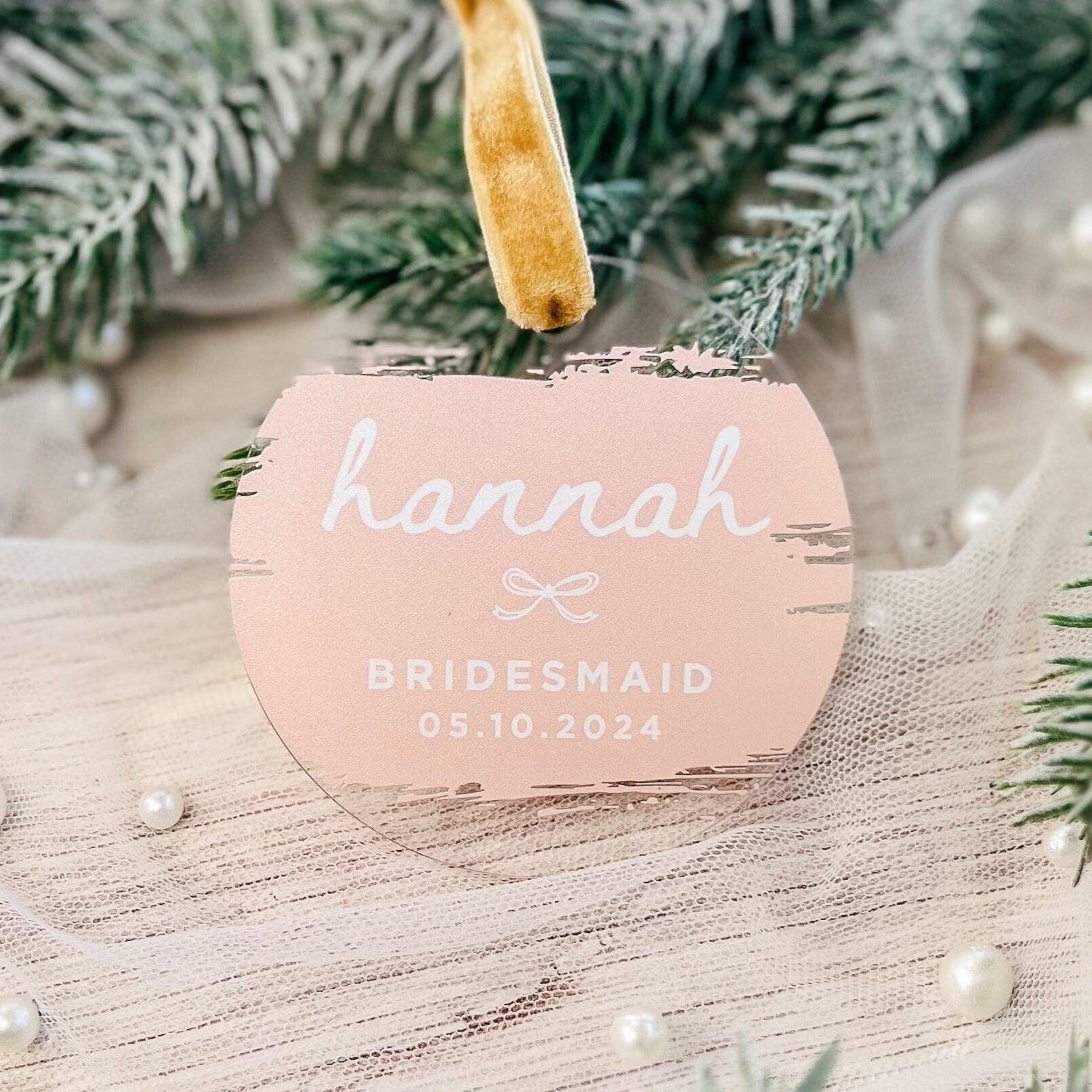 Bridal Party Brush Effect Christmas Ornament