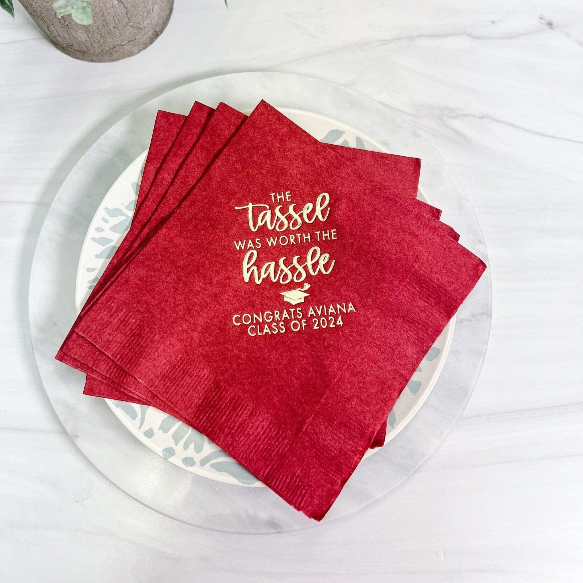 Tassel Was Worth The Hassle Graduation Party Napkins - Napkins - Foil Stamped