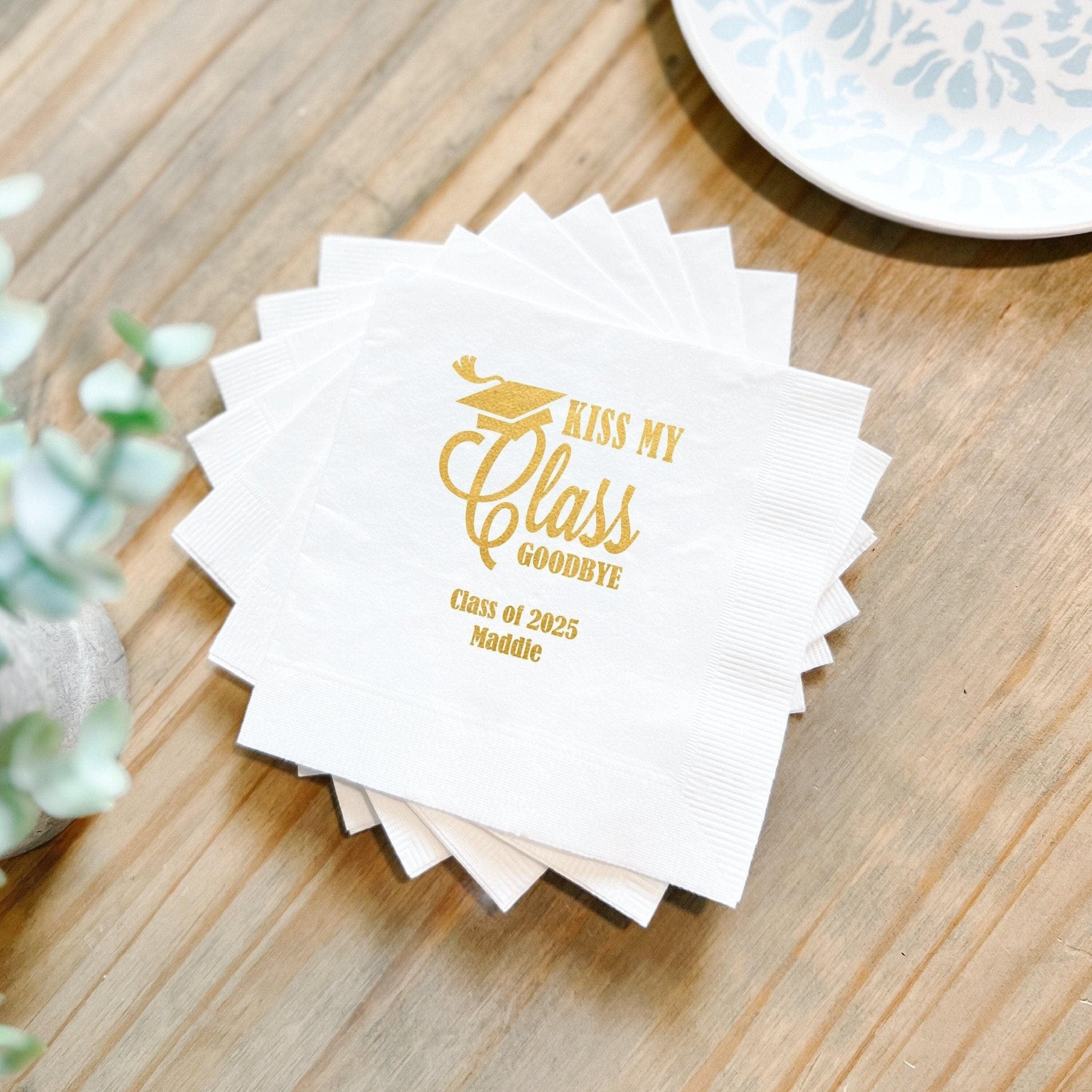 Kiss My Class Goodbye Graduation Party Napkins - Napkins - Foil Stamped