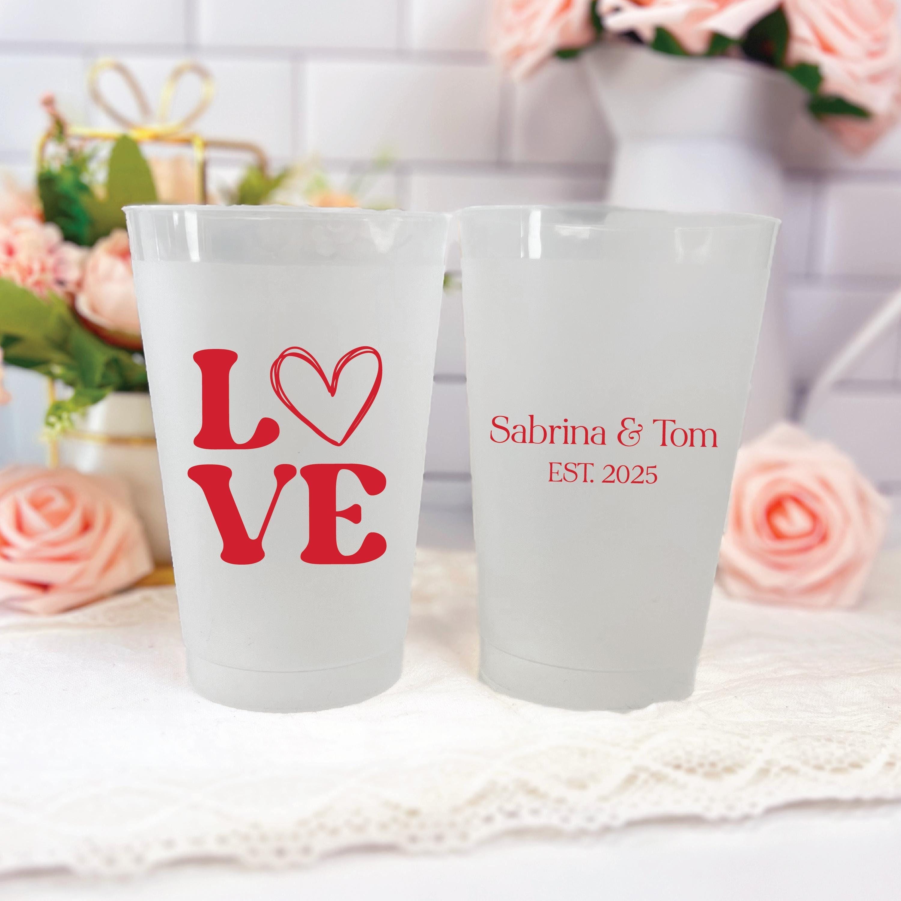 Love Wedding Frosted Plastic Cups - Cup - Frosted