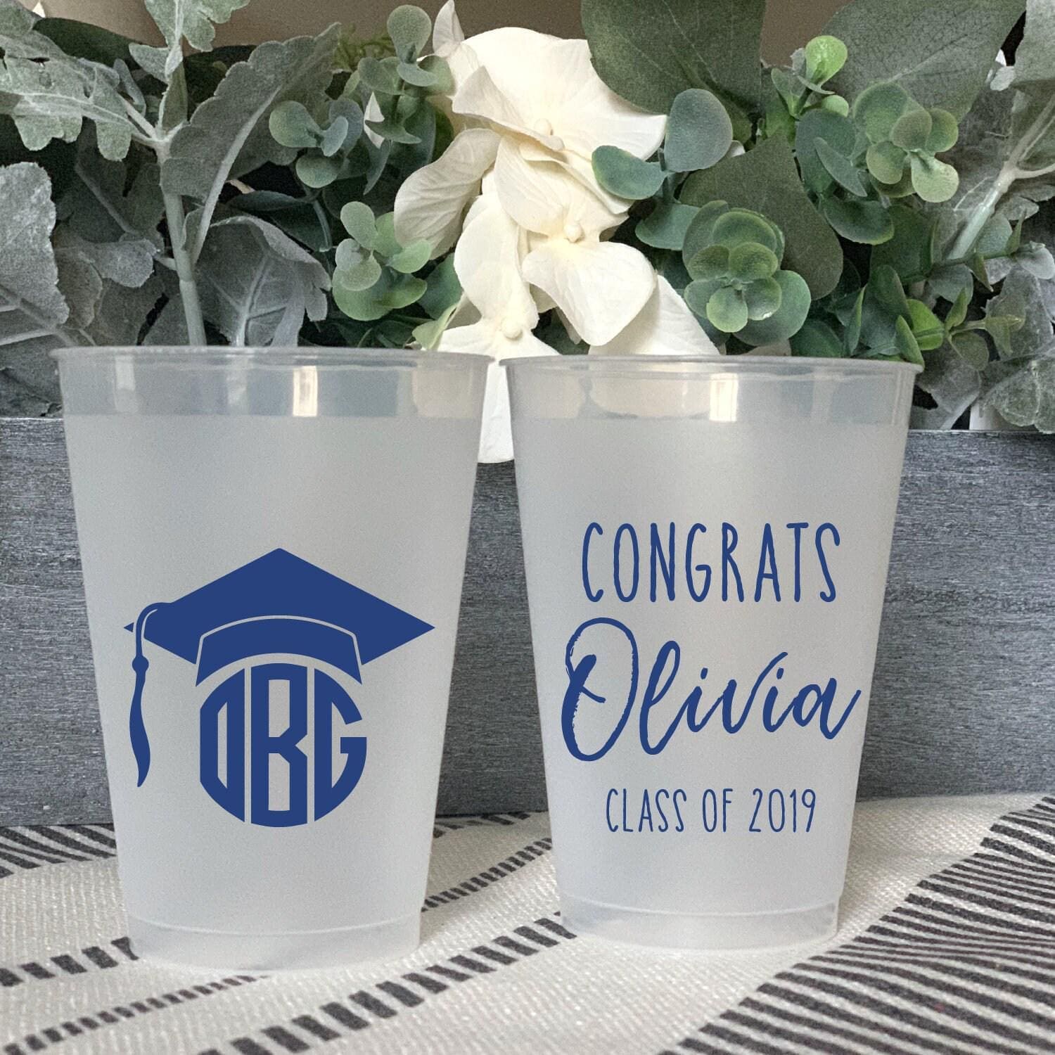 Graduation Monogram Frosted Party Cups - Cup - Frosted