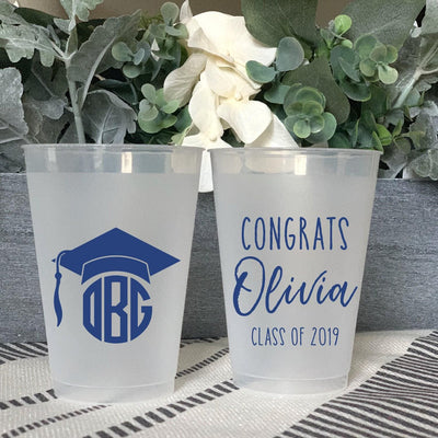 Graduation Monogram Frosted Party Cups - Cup - Frosted