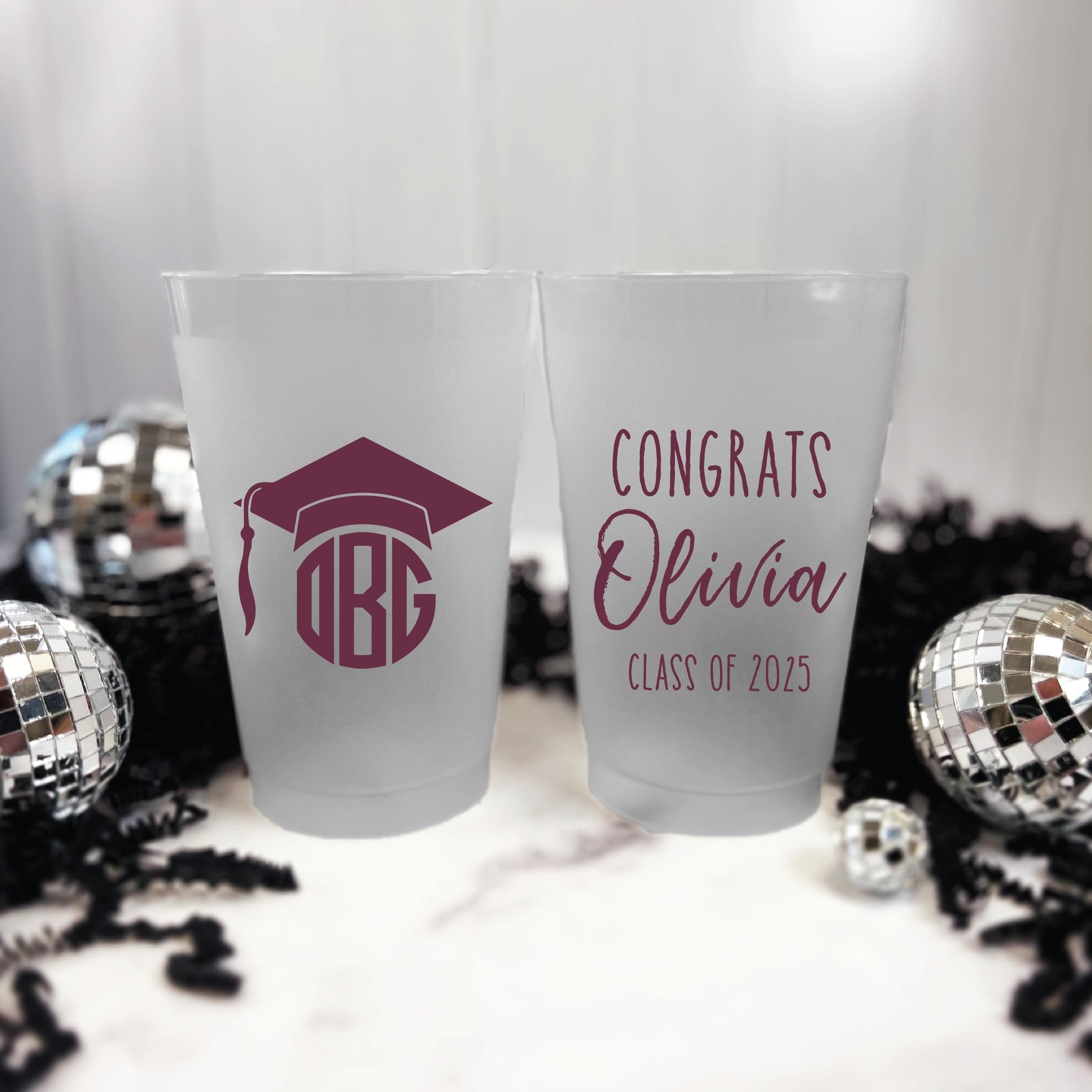 Graduation Monogram Frosted Party Cups - Cup - Frosted