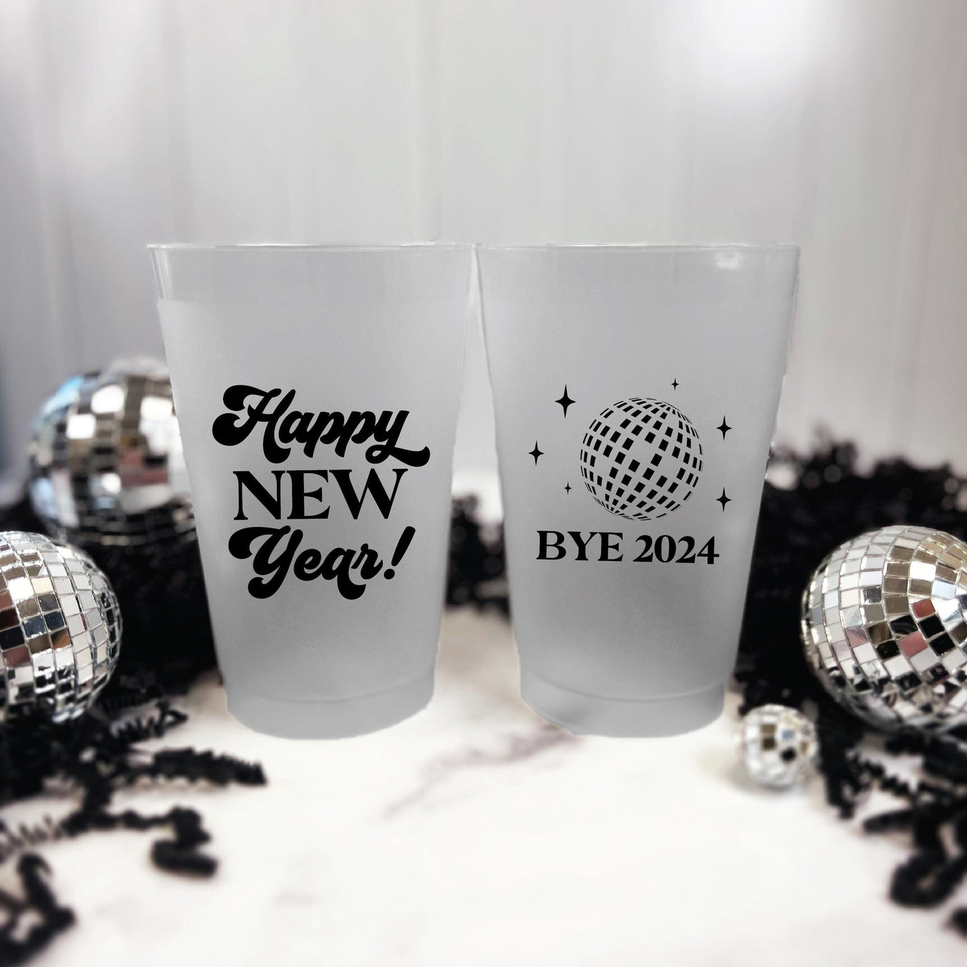 Happy New Year Frosted Plastic Cups