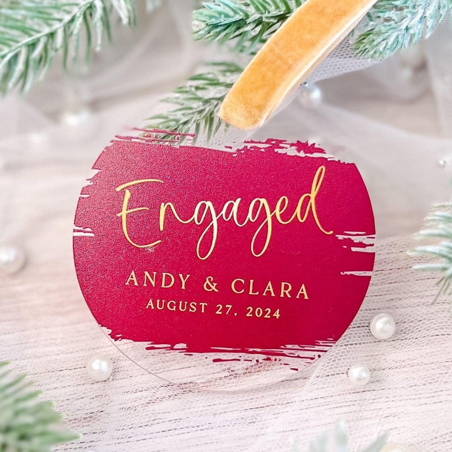 Personalized Brush Effect Engagement Ornament