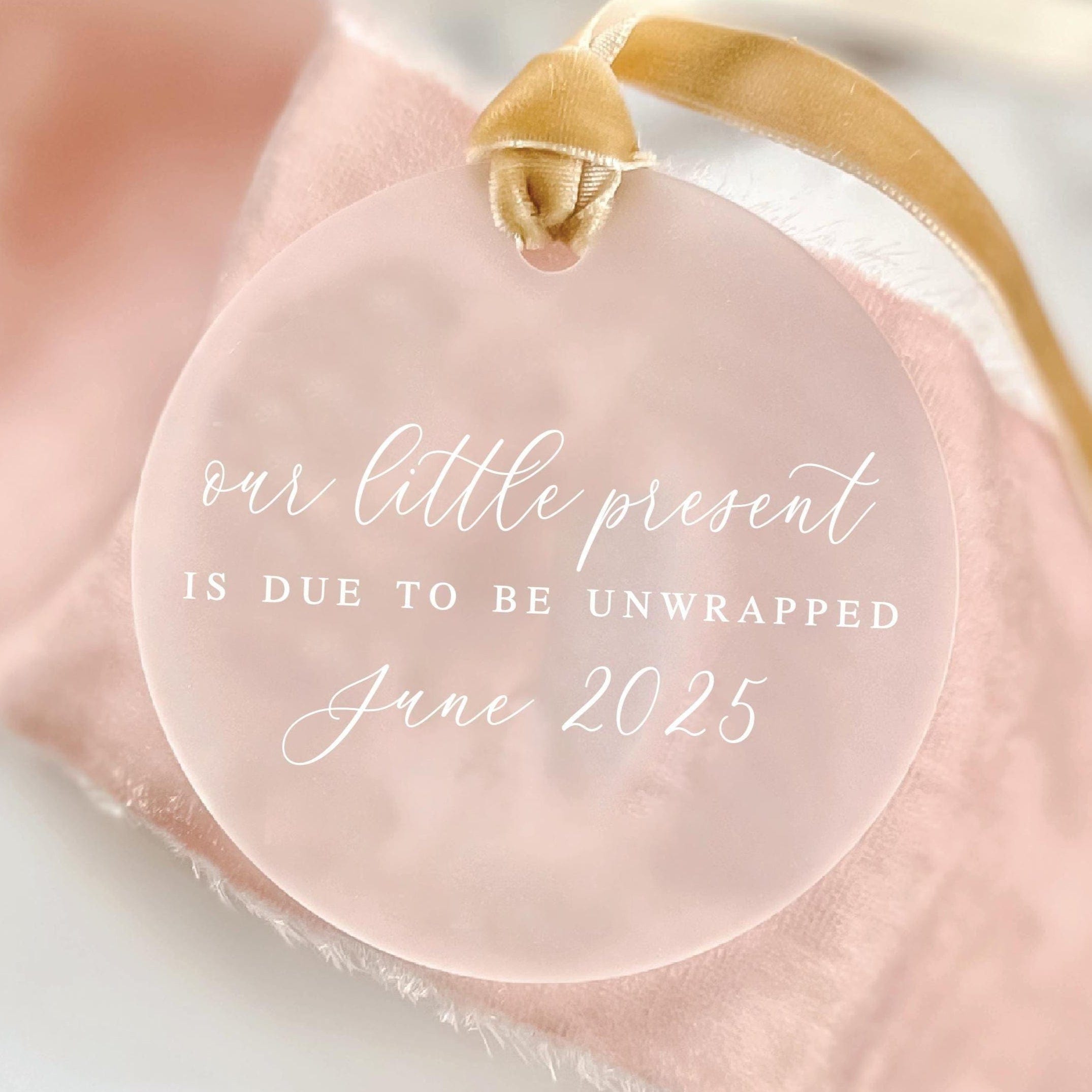 Our Present is Due Pregnancy Announcement Ornament