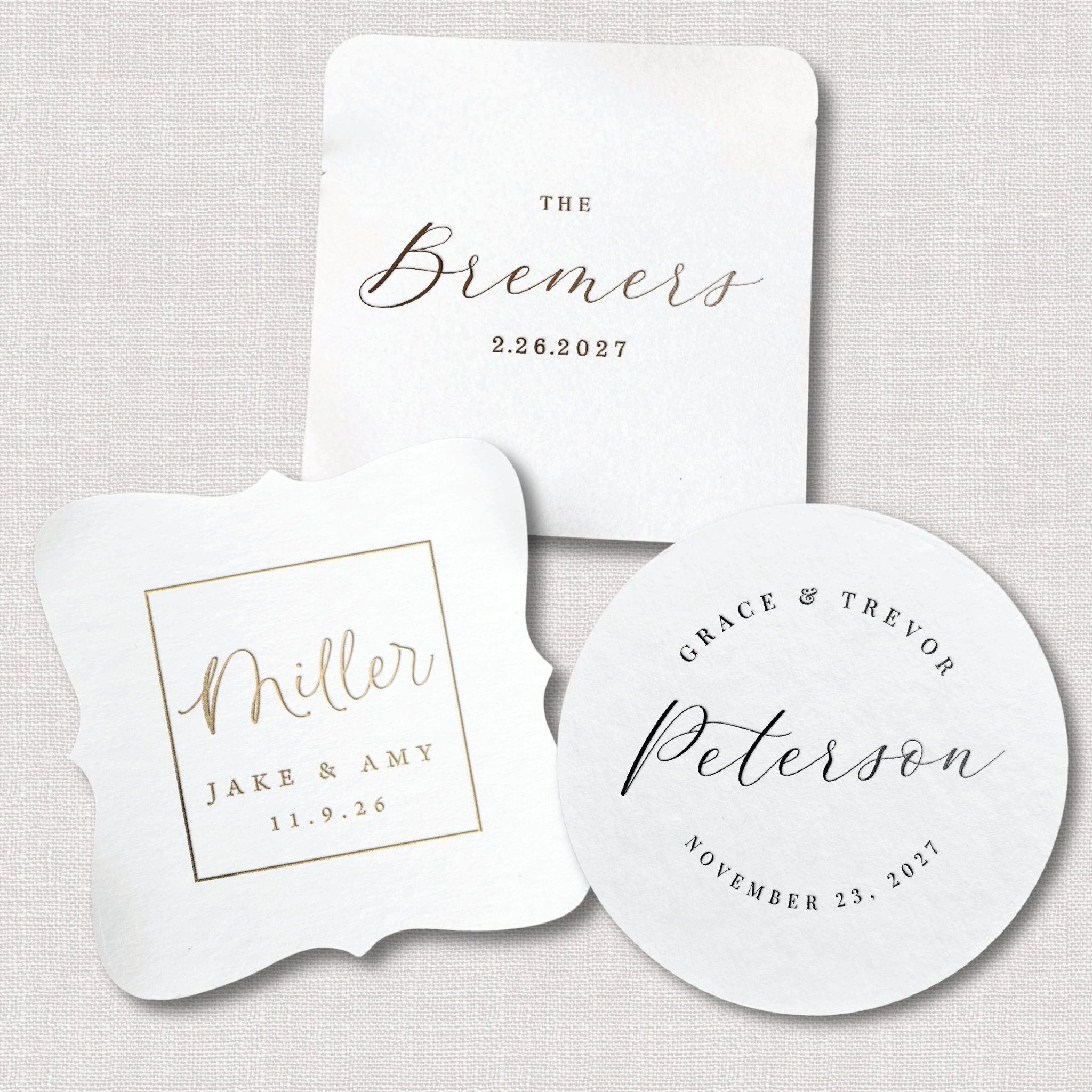 Last Name Personalized Wedding Coasters