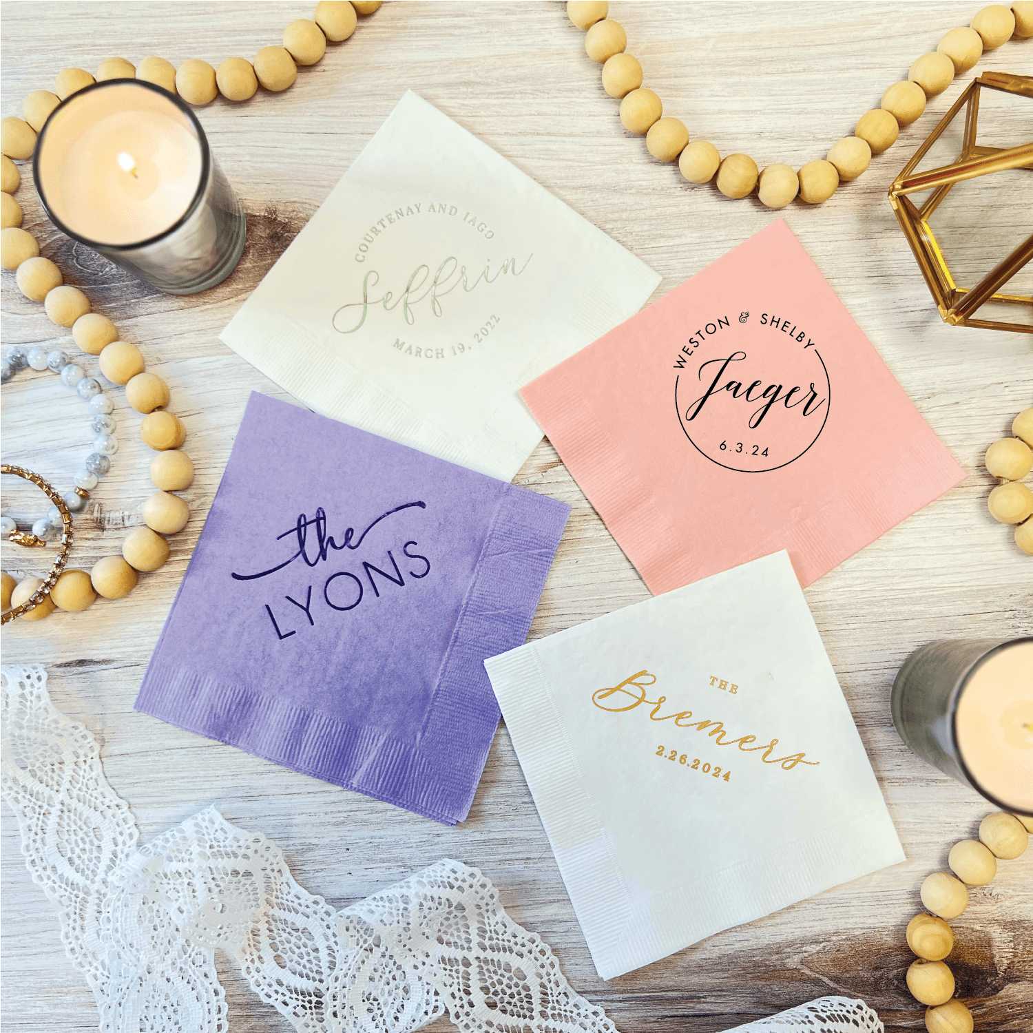 Last Name Wedding Napkins - Napkins - Foil Stamped