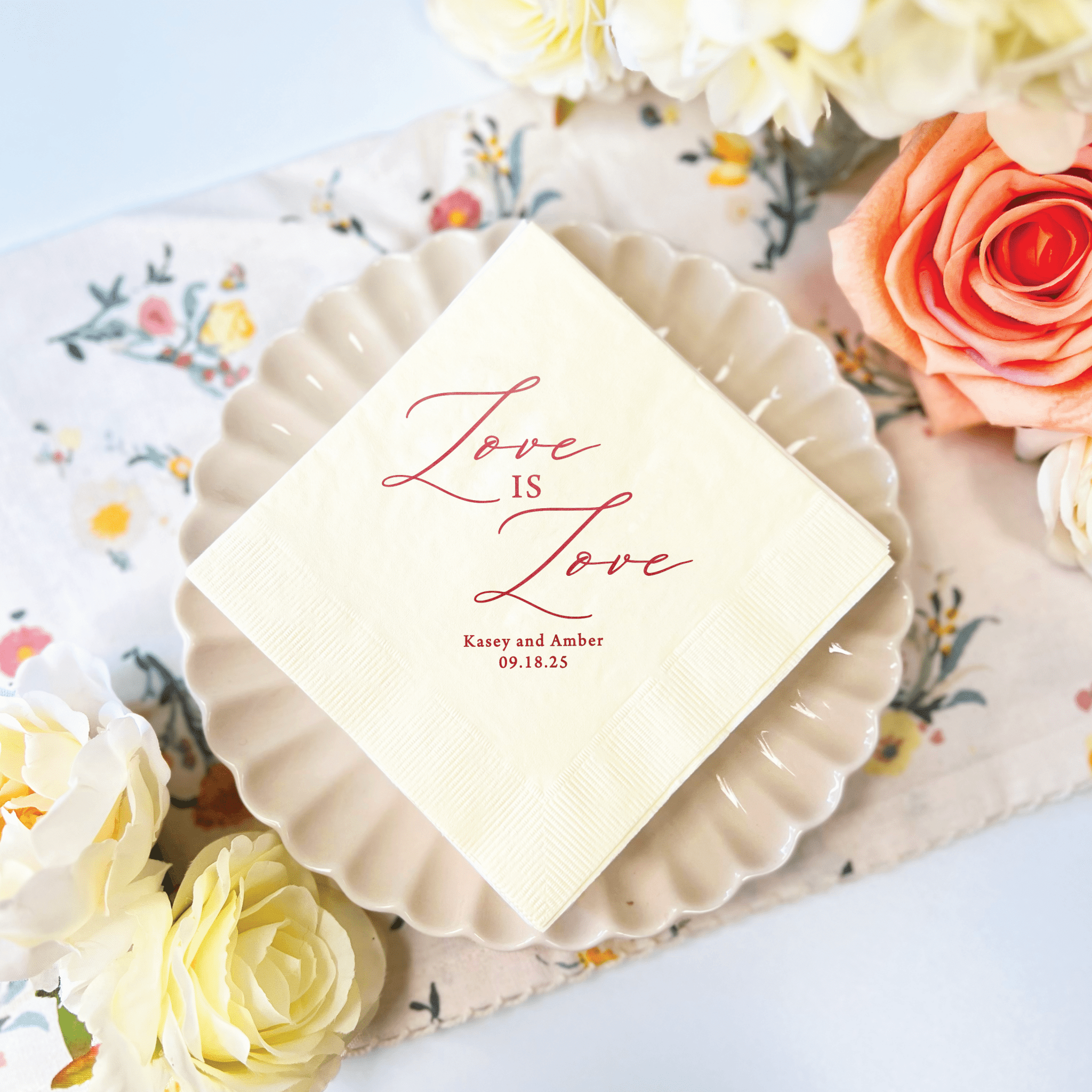 LGBTQ Wedding Napkins - More Options Available - Napkins - Foil Stamped