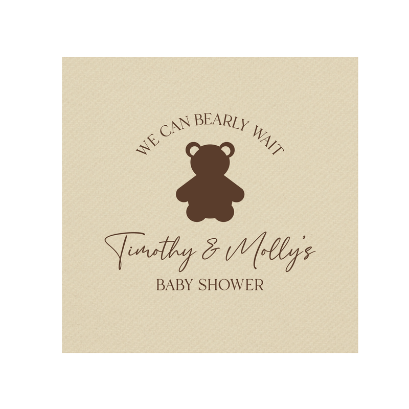 We Can Bearly Wait Premium Linun Uncoined Napkins - Napkins - Linun Foil Stamped