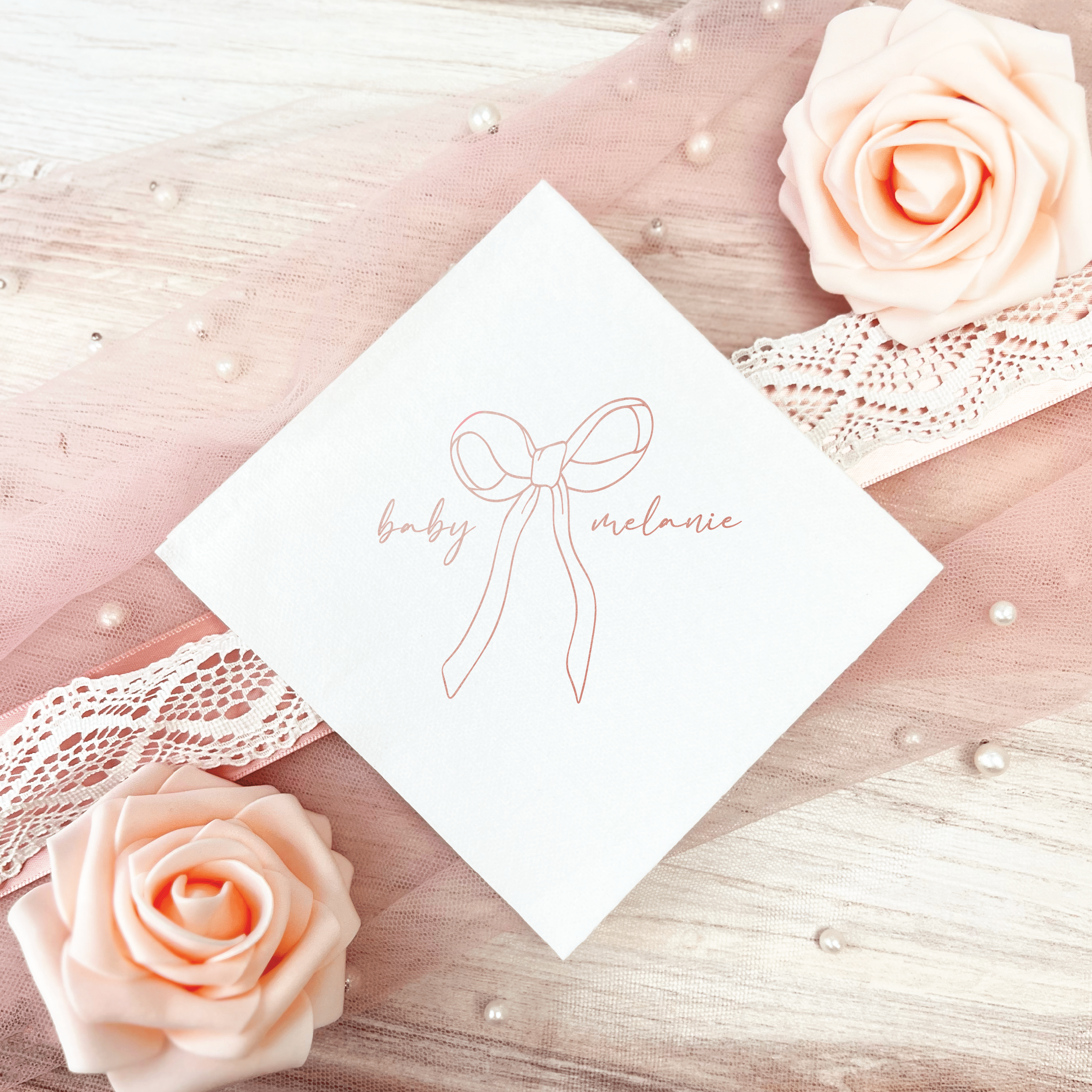 Elegant Bow Premium Linun Uncoined Napkins - Napkins - Linun Foil Stamped