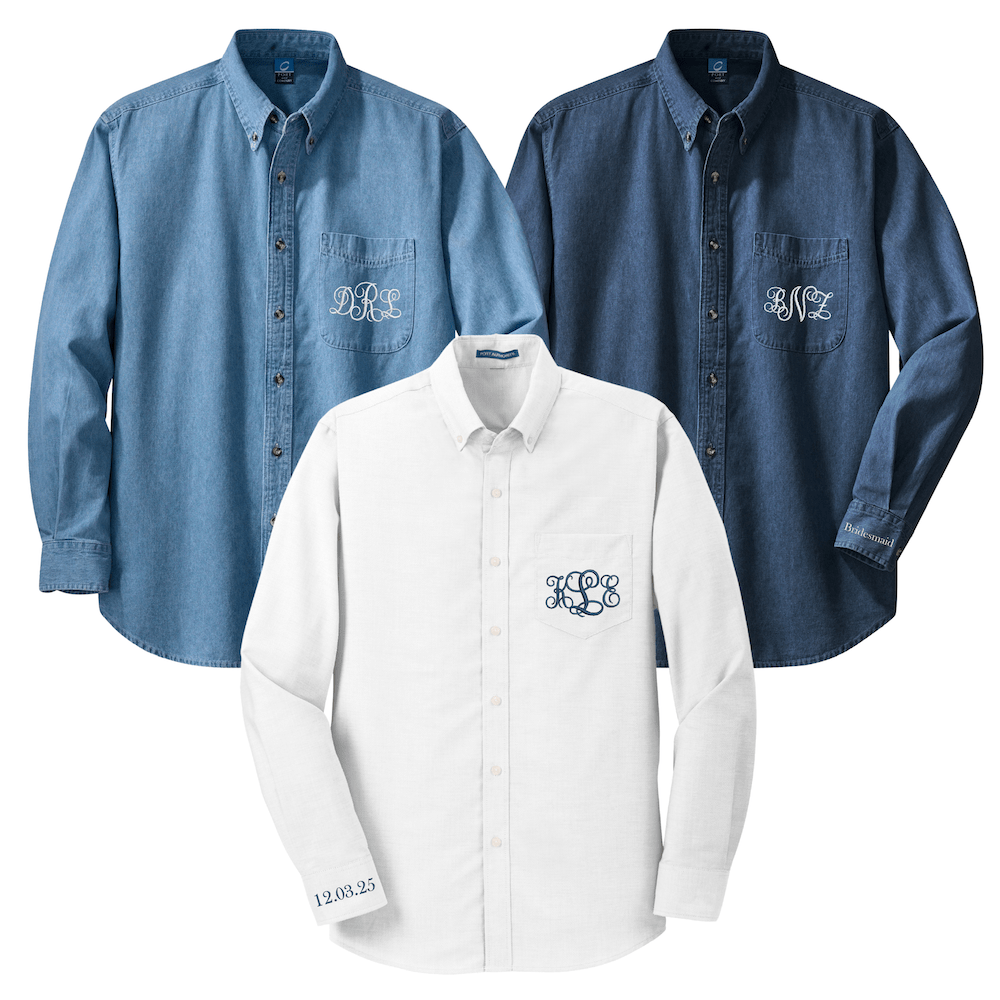 Personalized Bridal Party Wedding Day Shirt - Embroidery - Tshirt