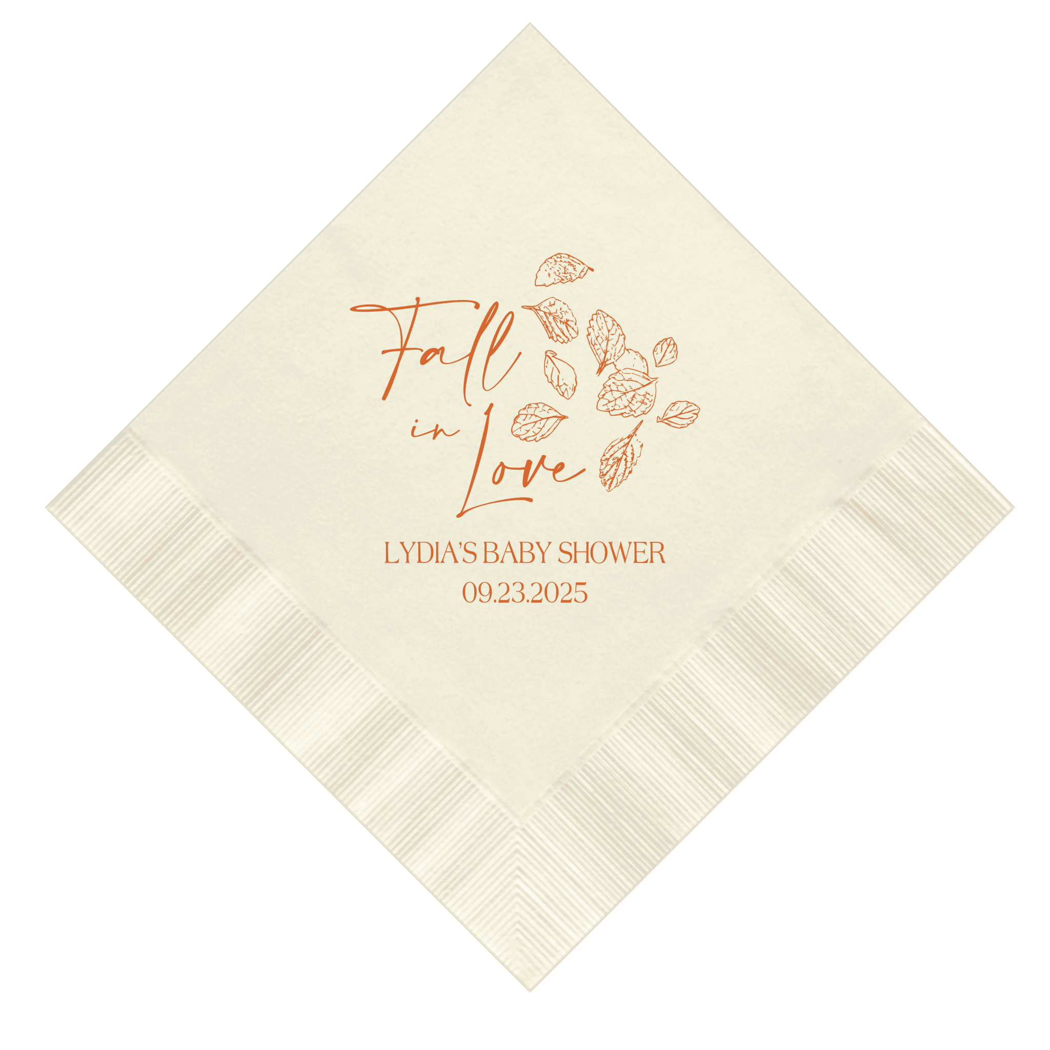 Fall in Love Baby Shower Theme Napkins - Napkins - Foil Stamped