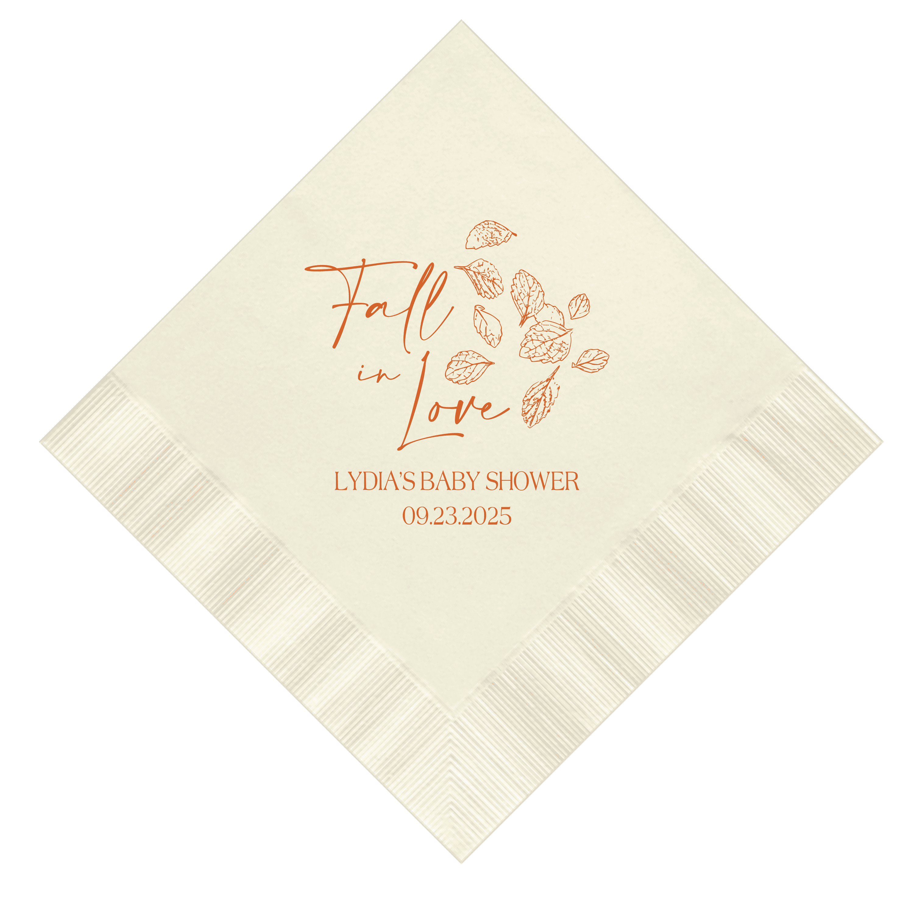 Fall in Love Baby Shower Theme Napkins - Napkins - Foil Stamped