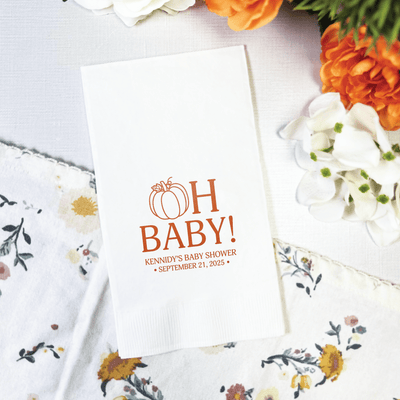 Fall Oh Baby Shower Theme Napkins - Napkins - Foil Stamped