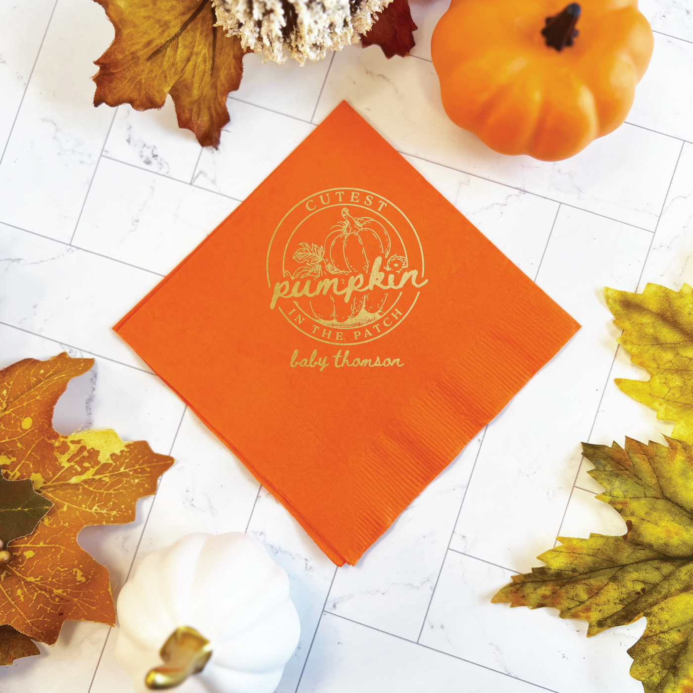 Cutest Pumpkin in the Patch Baby Shower Theme Napkins