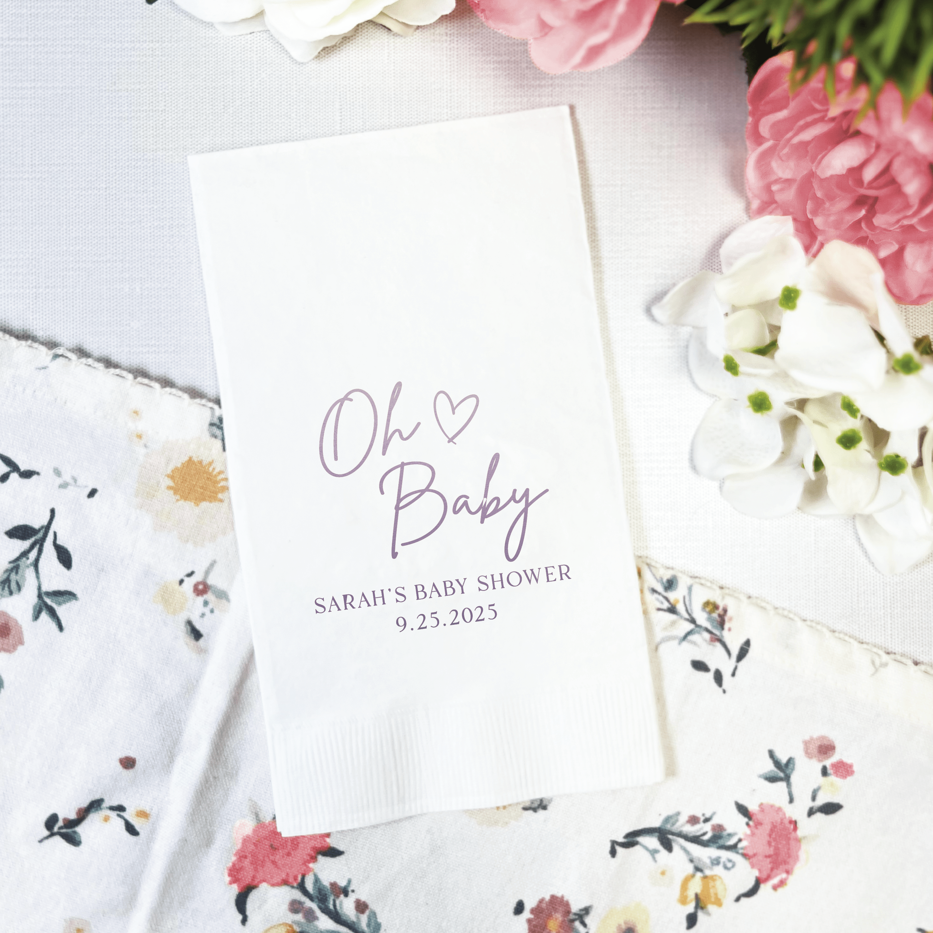 Oh Baby Personalized Baby Shower Napkins - Napkins - Foil Stamped