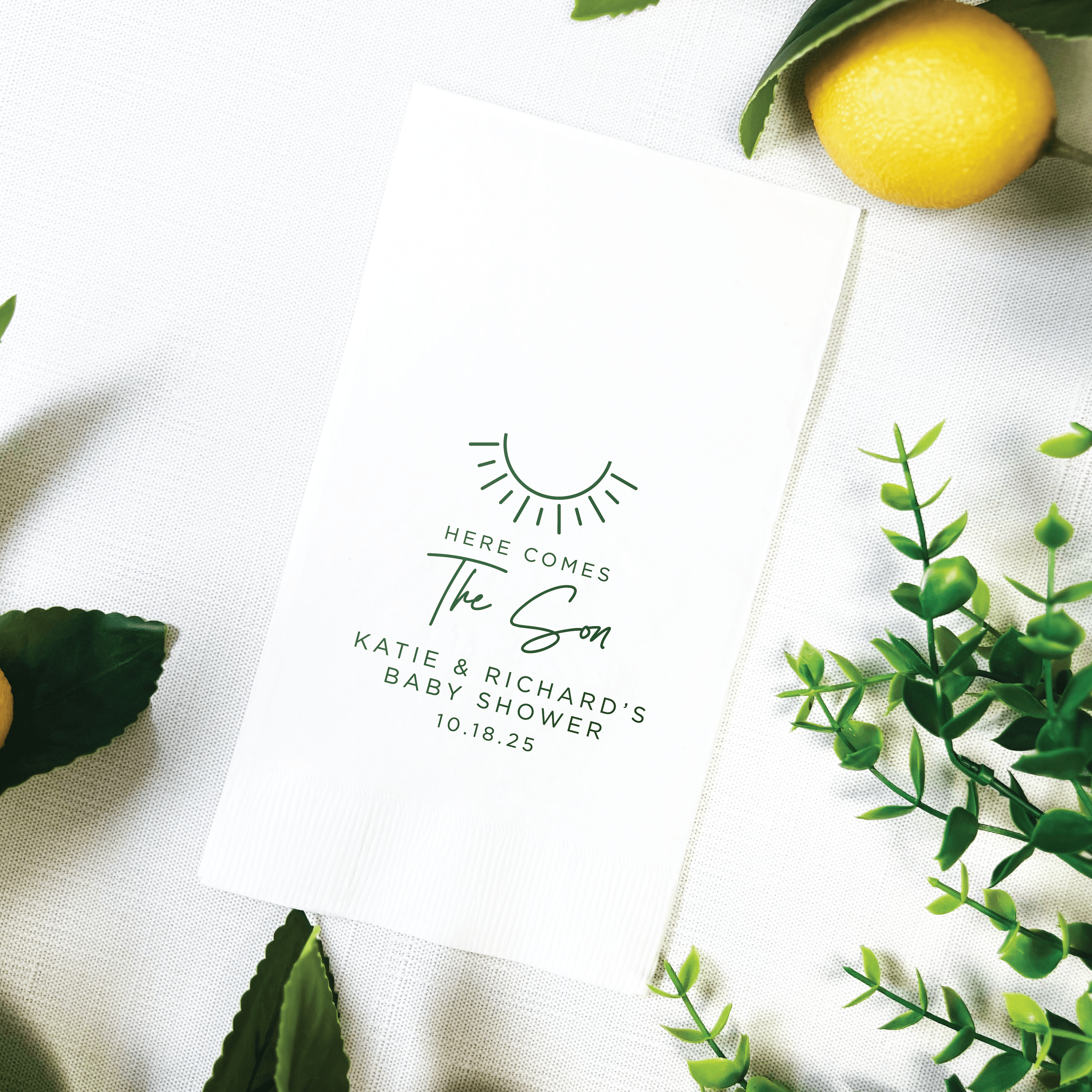 Here Comes The Son Baby Shower Napkins - Napkins - Foil Stamped