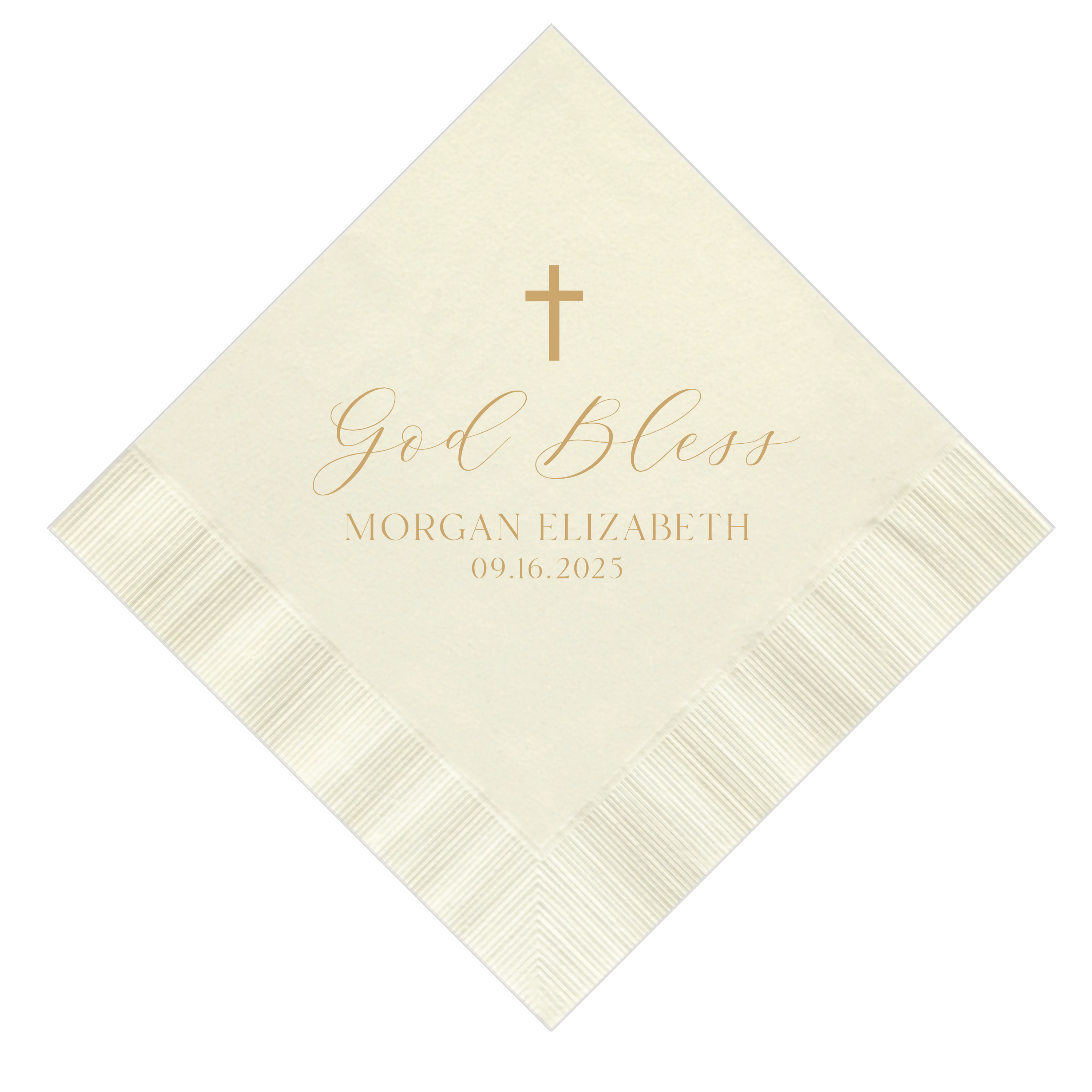 God Bless With Cross Religious Napkins - Napkins - Foil Stamped