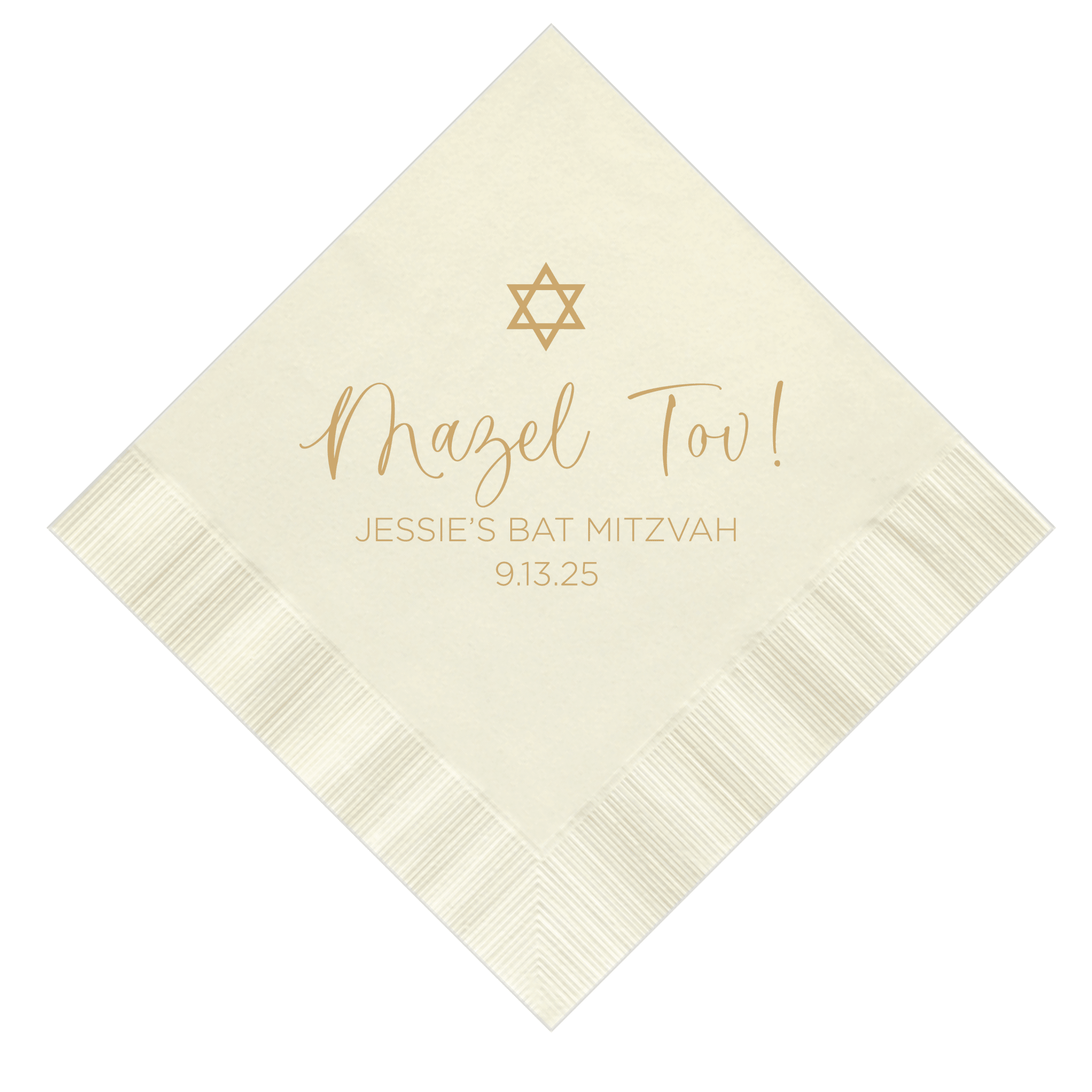 Mazel Tov Personalized Bar/Bat Mitzvah Napkins - Napkins - Foil Stamped