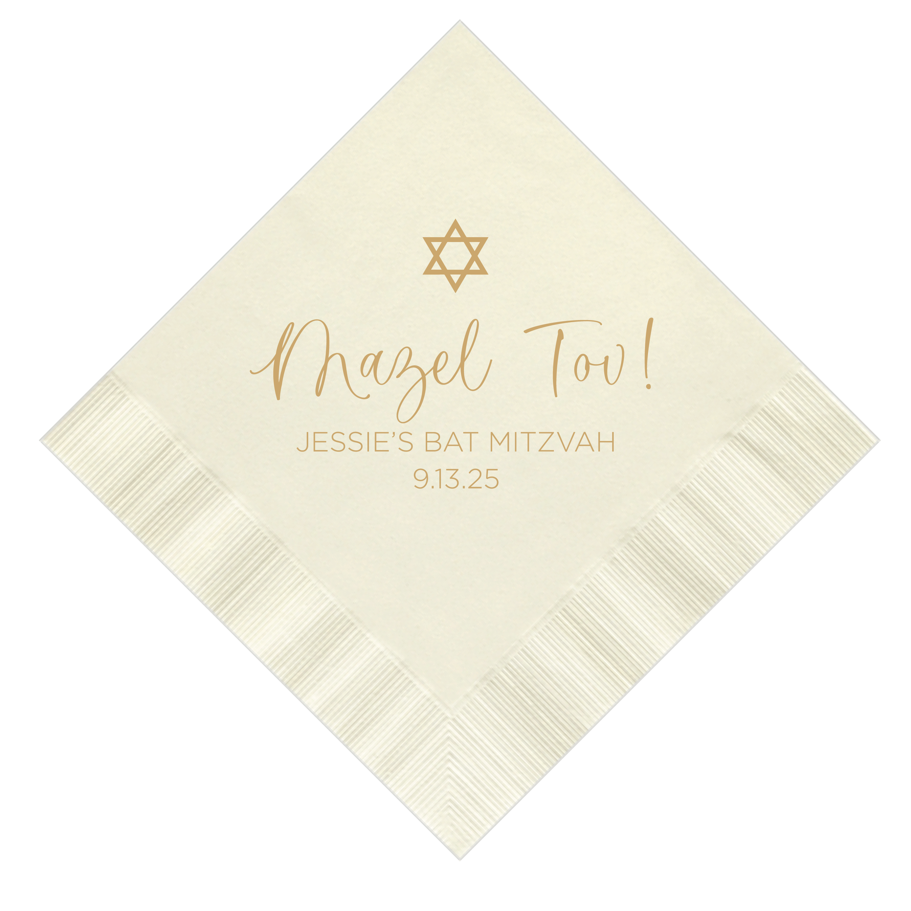 Mazel Tov Personalized Bar/Bat Mitzvah Napkins - Napkins - Foil Stamped