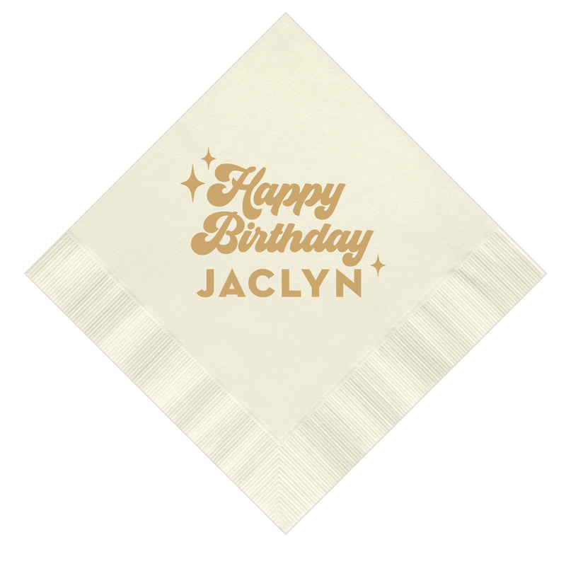Bold Retro Birthday Napkins - Napkins - Foil Stamped