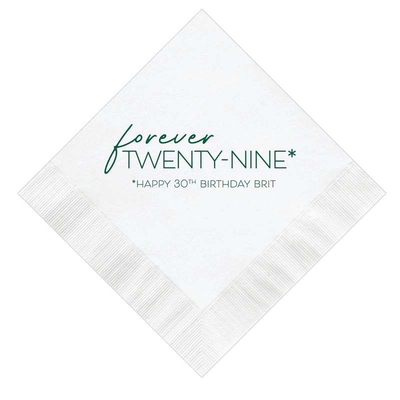 Forever Twenty-Nine Birthday Napkins - Napkins - Foil Stamped
