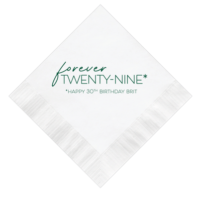 Forever Twenty-Nine Birthday Napkins - Napkins - Foil Stamped