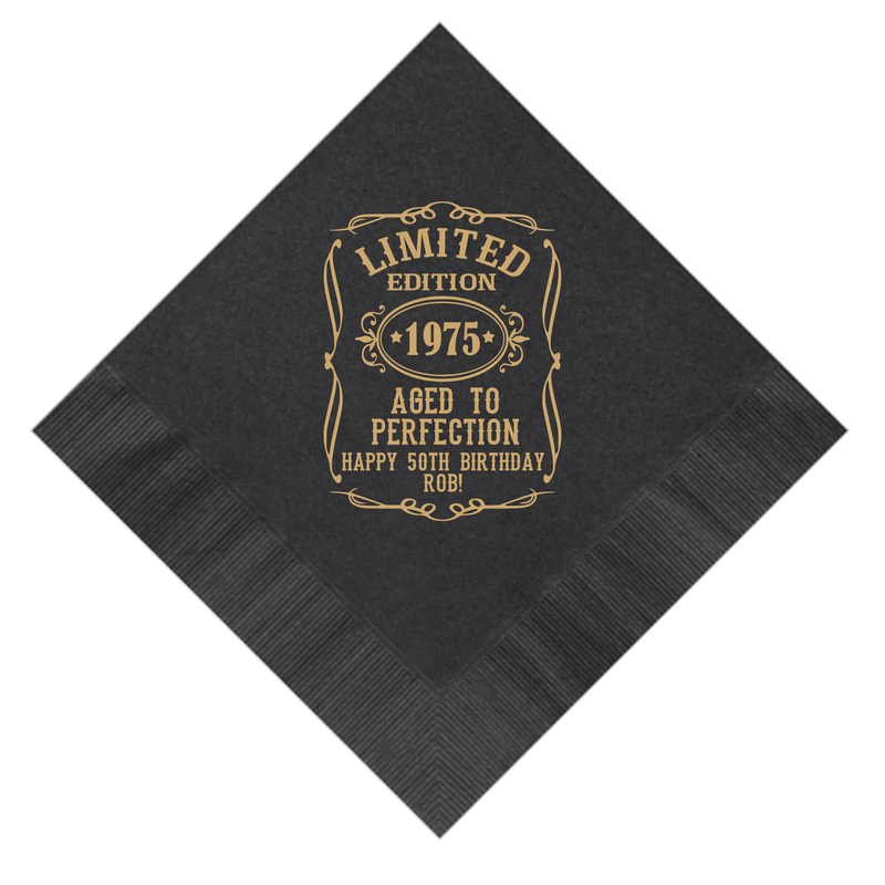 Aged to Perfection Birthday Napkins - Napkins - Foil Stamped