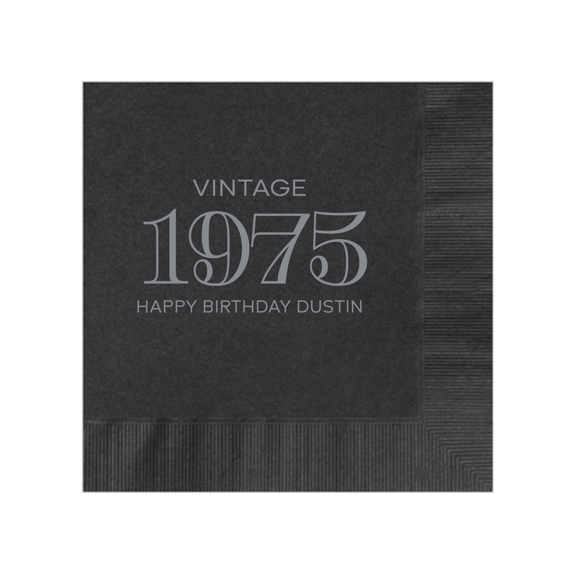 Vintage Birthday Napkins - Napkins - Foil Stamped