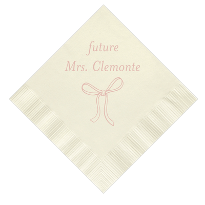 Elegant Bow Personalized Bridal Shower Napkins