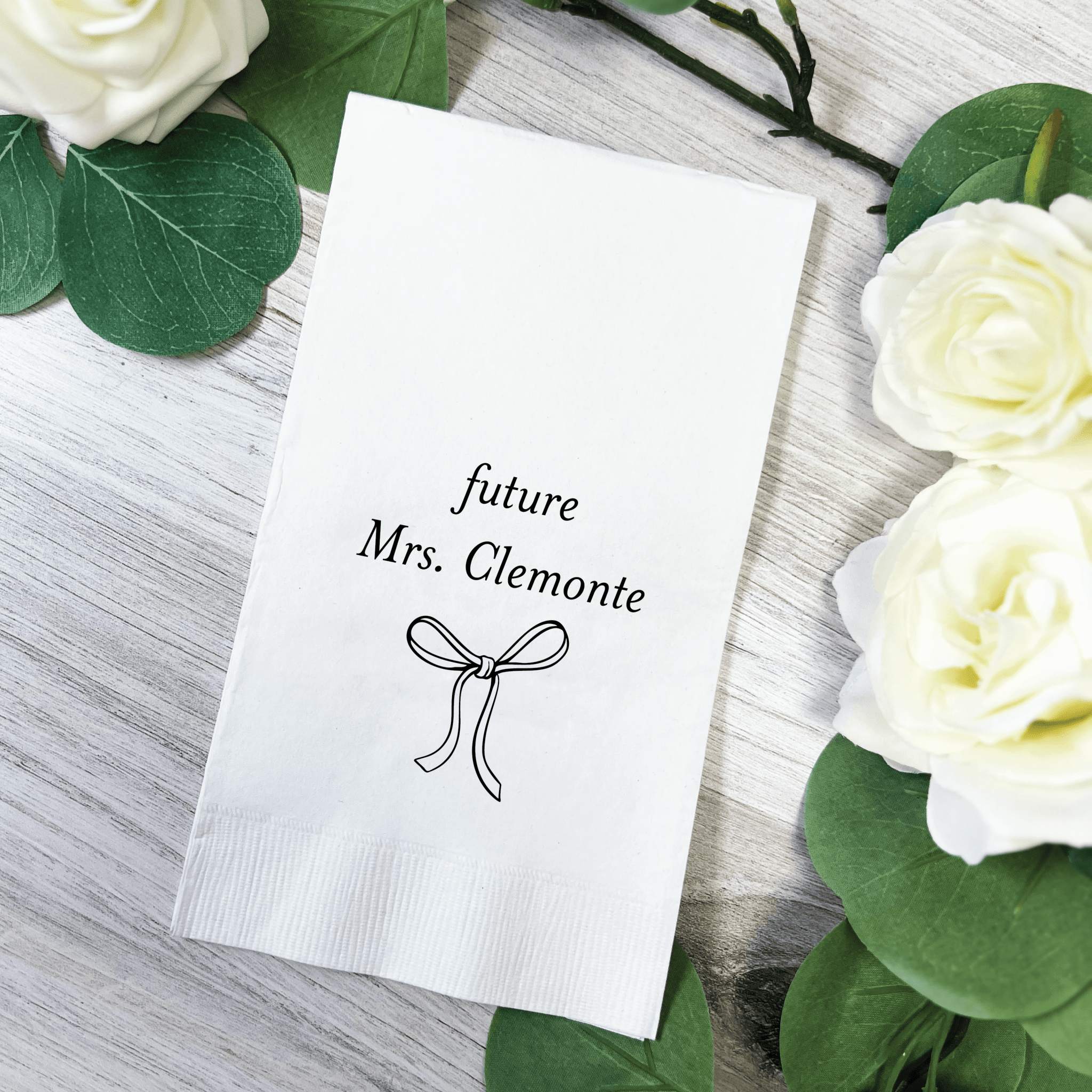 Elegant Bow Personalized Bridal Shower Napkins - Napkins - Foil Stamped