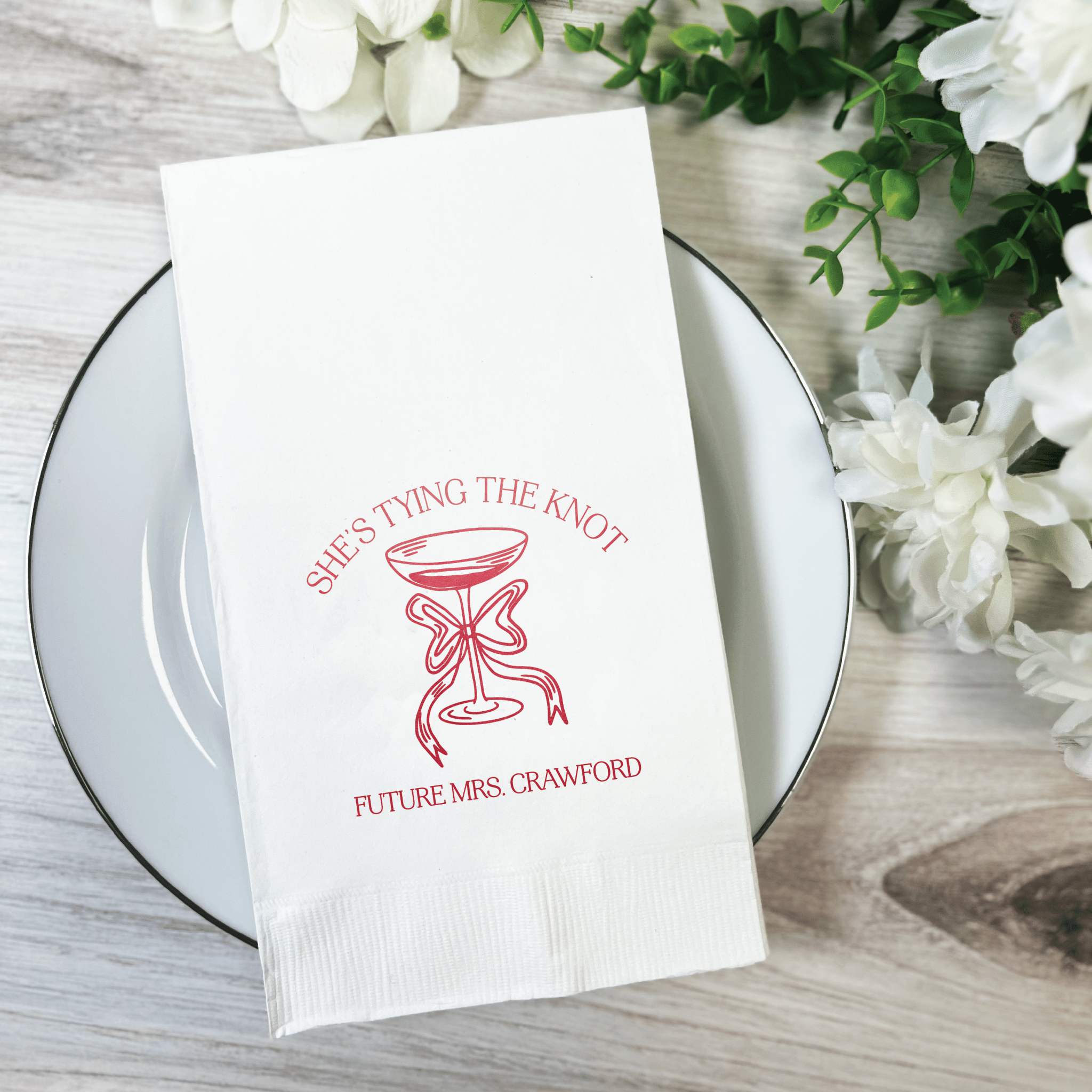 She's Tying The Knot Personalized Bridal Shower Napkins - Napkins - Foil Stamped