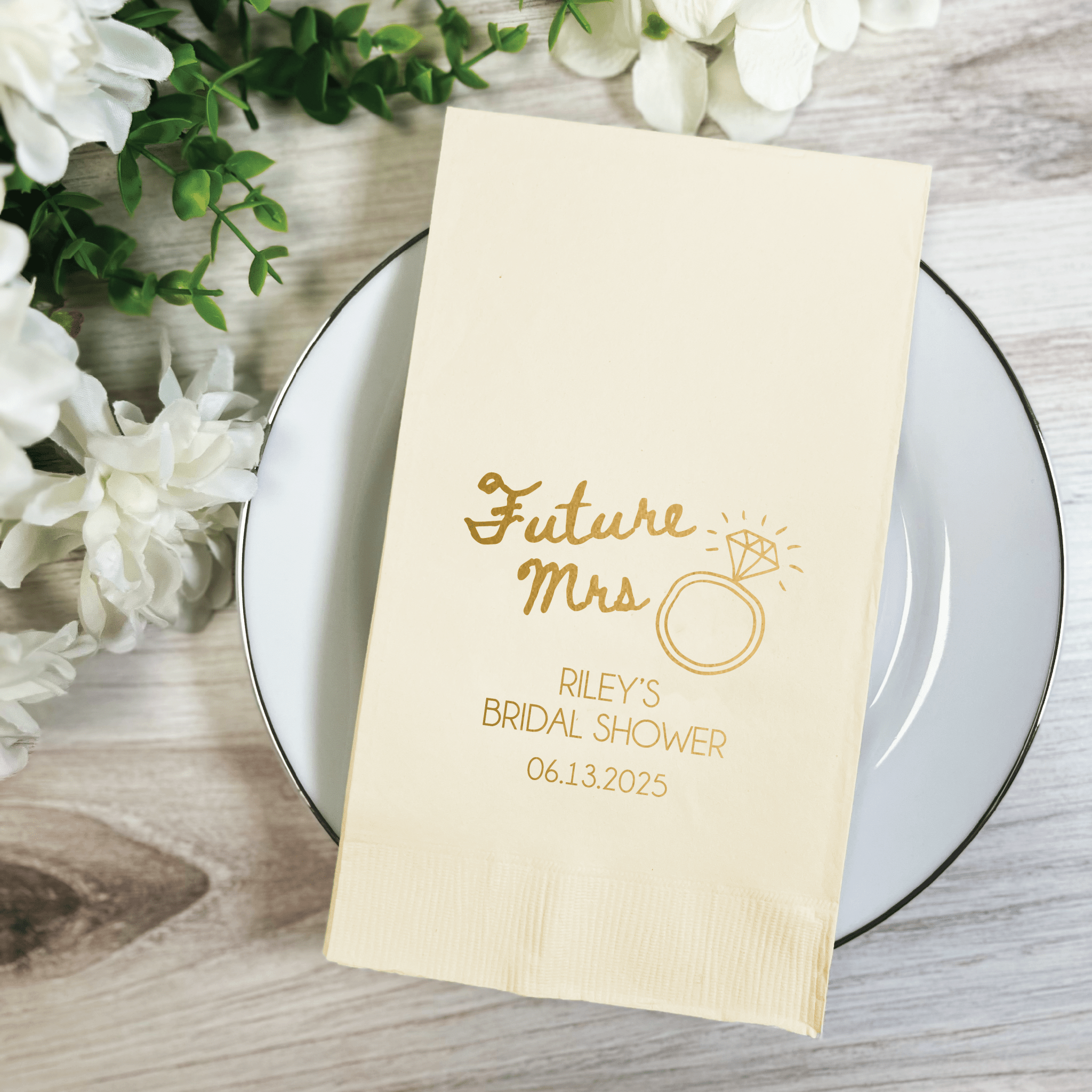 Future Mrs Personalized Bridal Shower Napkins - Napkins - Foil Stamped