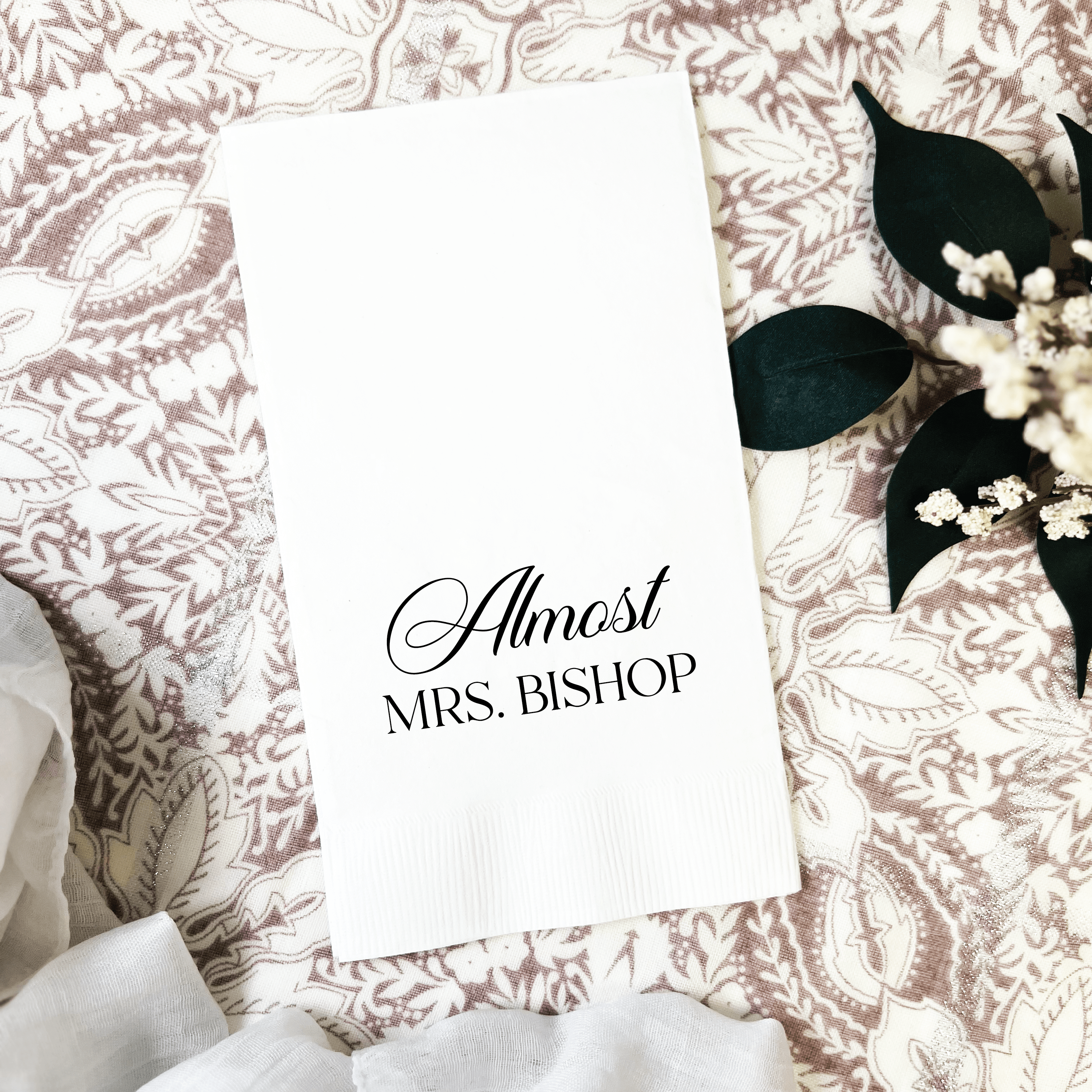 Elegant Almost Mrs Personalized Bridal Shower Napkins - Napkins - Foil Stamped